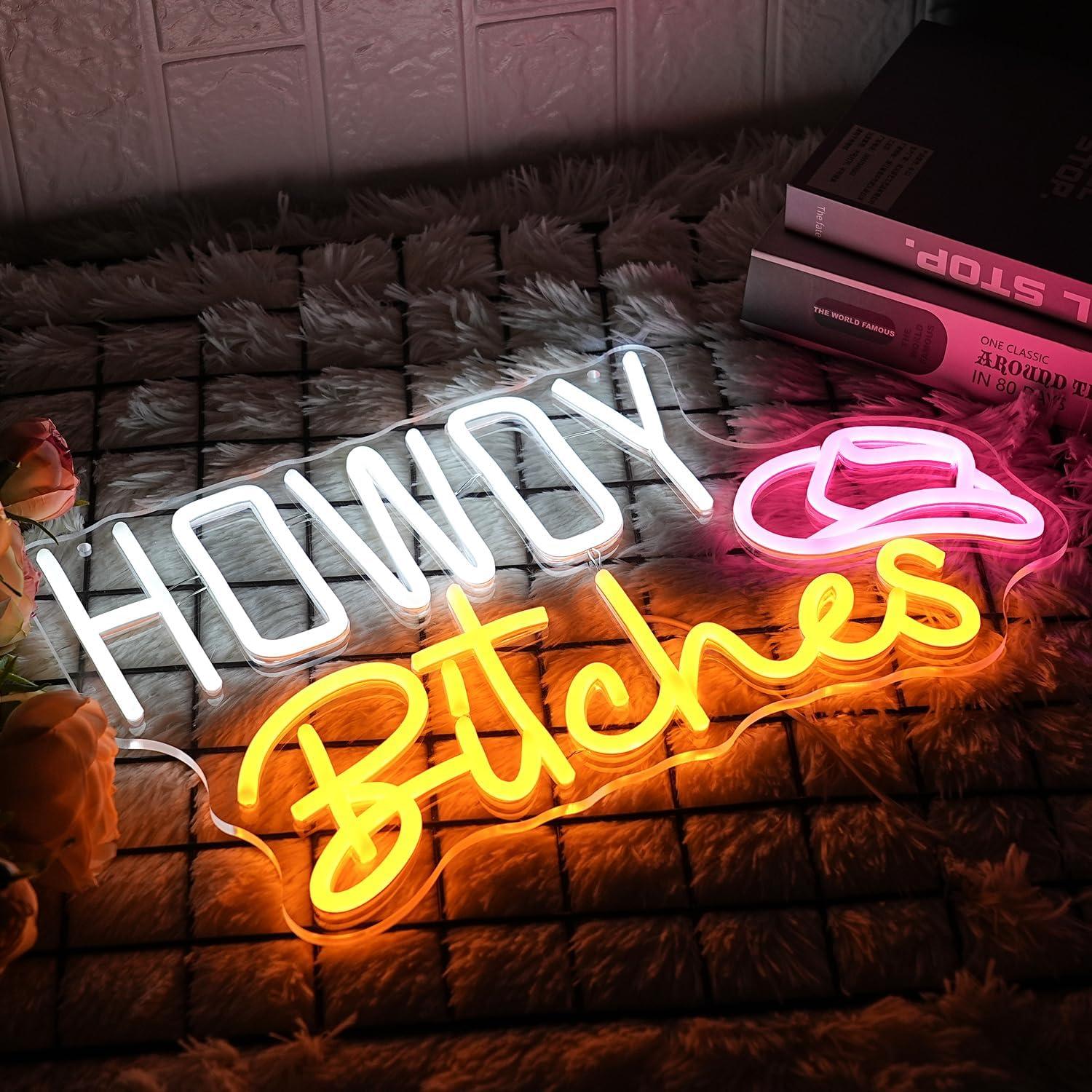 Cartel de Neón Howdy Bitches LMSIGNLY 27x43cm LED USB