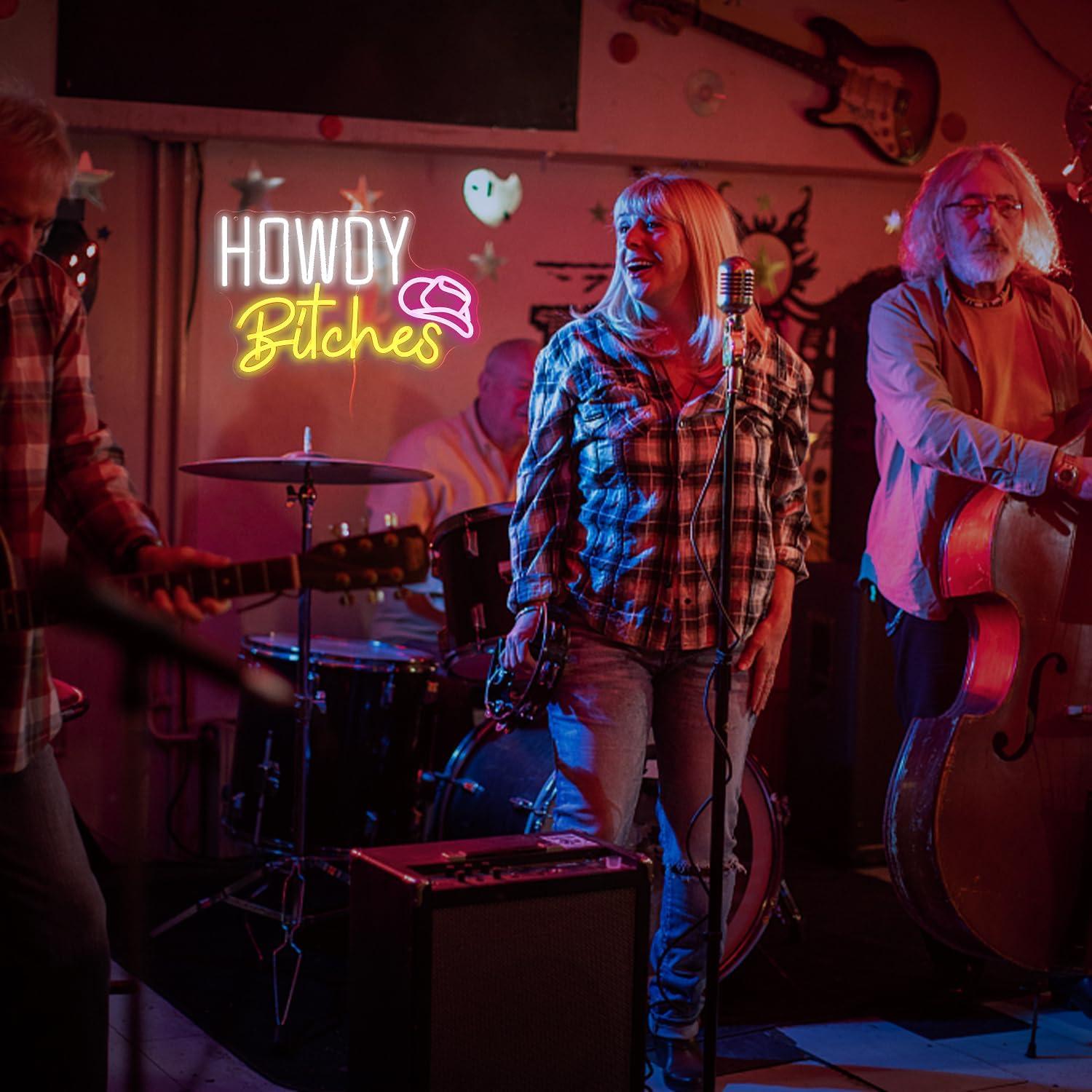 Cartel de Neón Howdy Bitches LMSIGNLY 27x43cm LED USB