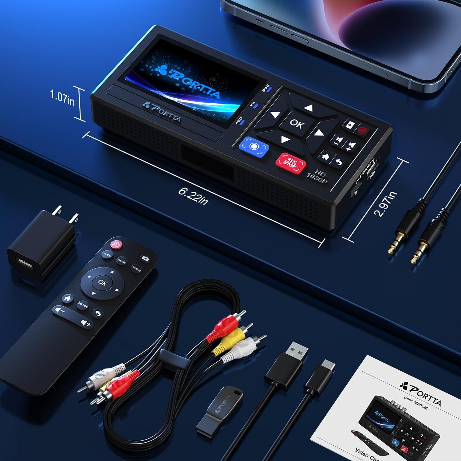 Convertidor de VHS a Digital Portta CHR101U3 1080P USB 128GB