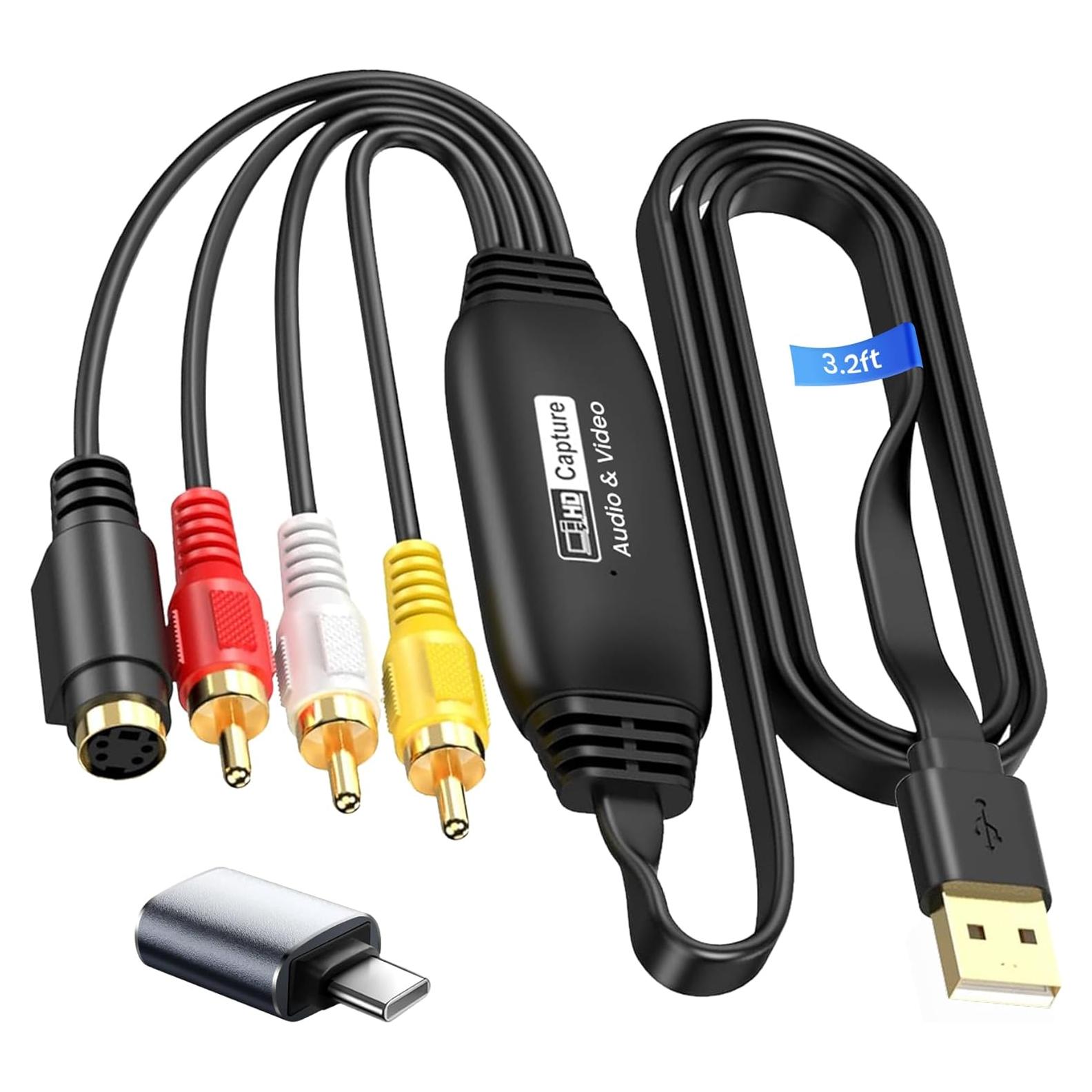 Convertidor de VHS a Digital Avedio Links 1080P USB RCA