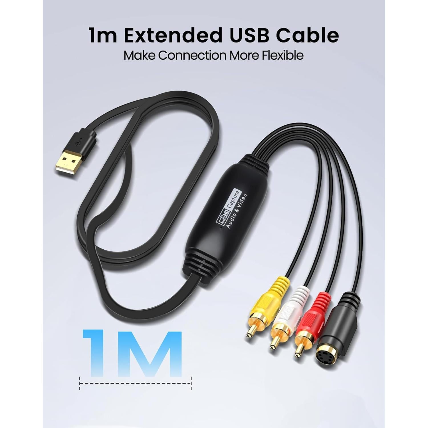 Convertidor de VHS a Digital Avedio Links 1080P USB RCA