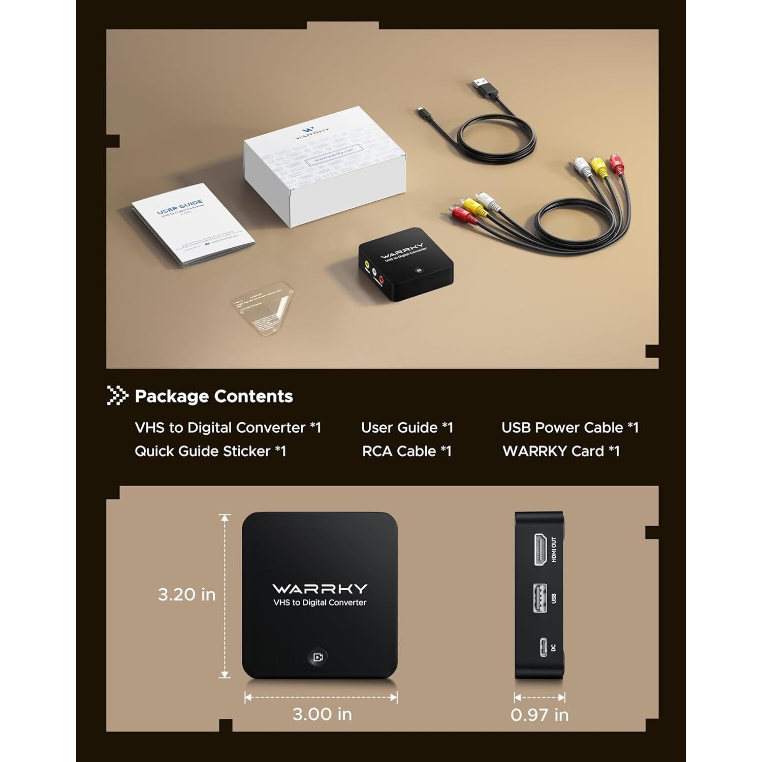 Convertidor de VHS a Digital WARRKY RCA a HDMI 720P