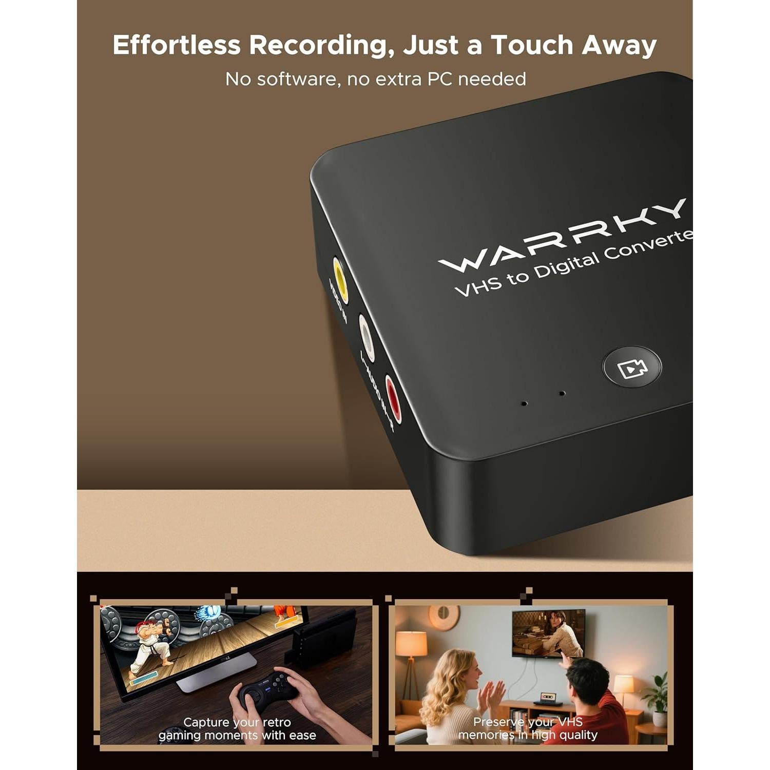 Convertidor de VHS a Digital WARRKY RCA a HDMI 720P