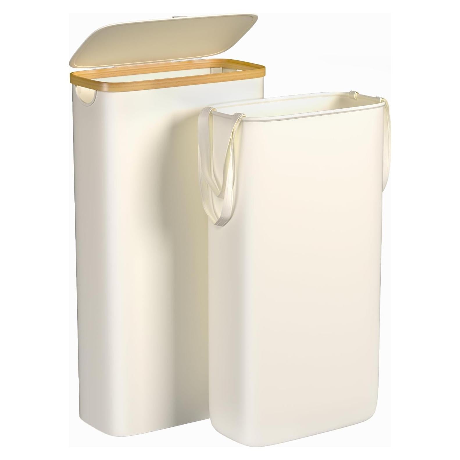 Cesta de Ropa Plegable Foluck 60L Impermeable Beige con Tapa