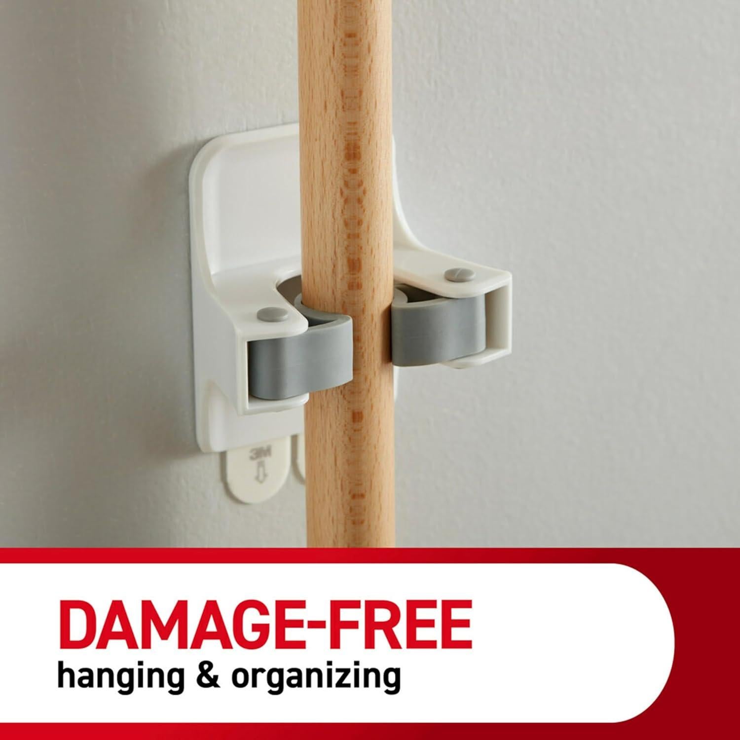 Soporte de Pared para Escobas Command - 3 Ganchos, Blanco