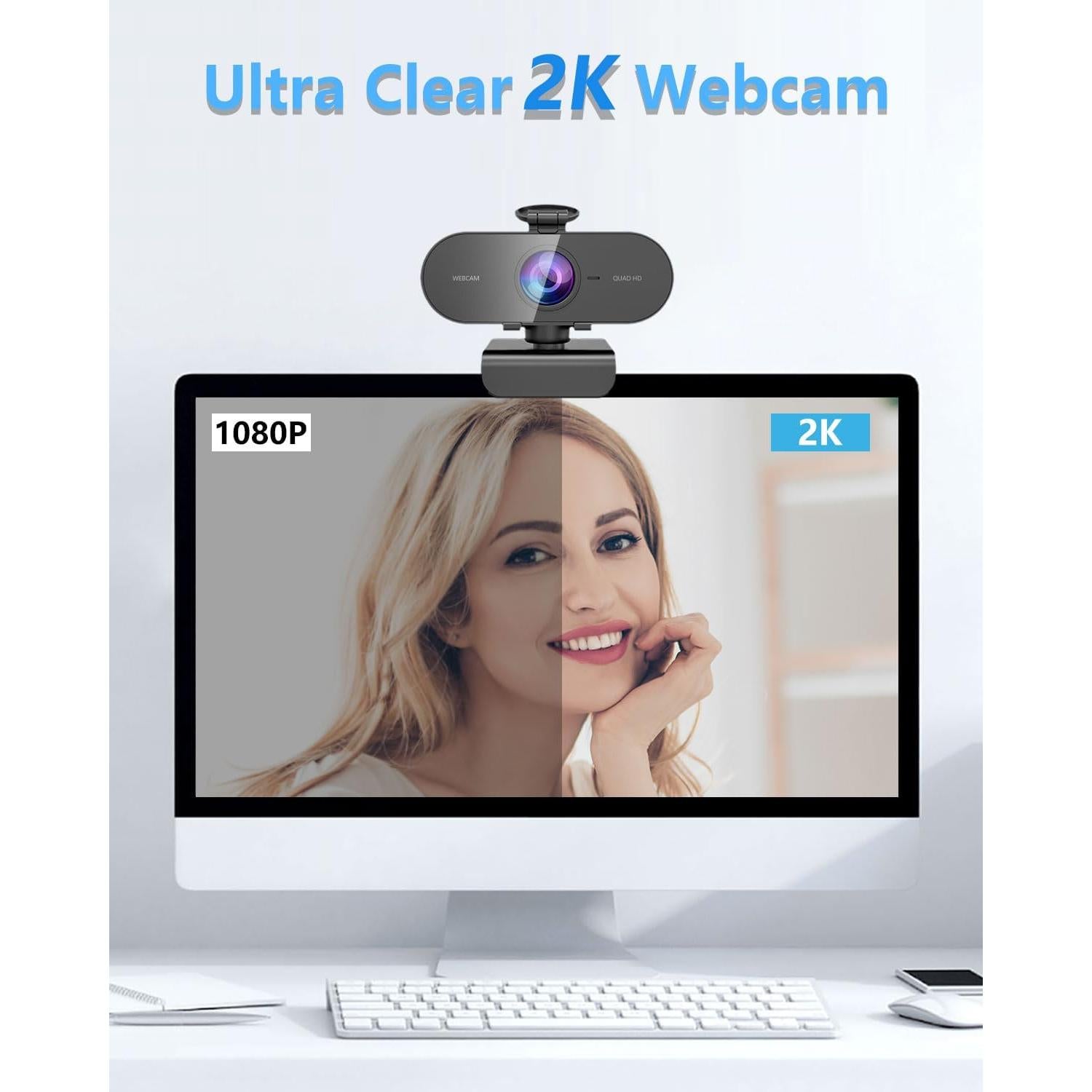 Cámara Web 2K FWV con Micrófono y Cubierta de Privacidad