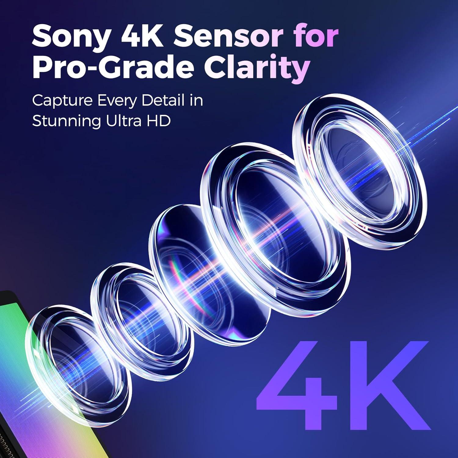 Cámara Web 4K PixelForge con Micrófono y Luz Integrada