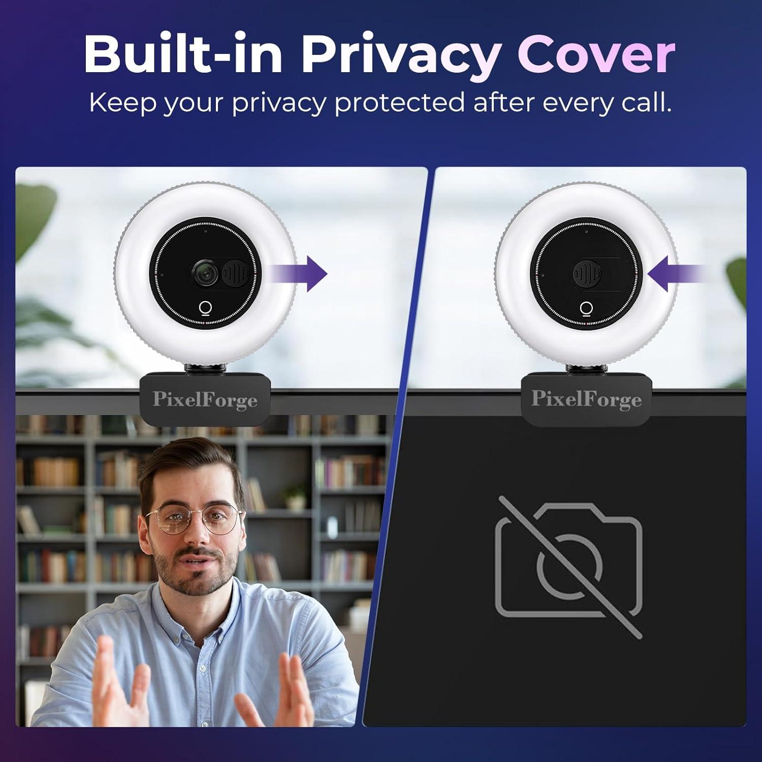 Cámara Web 4K PixelForge con Micrófono y Luz Integrada
