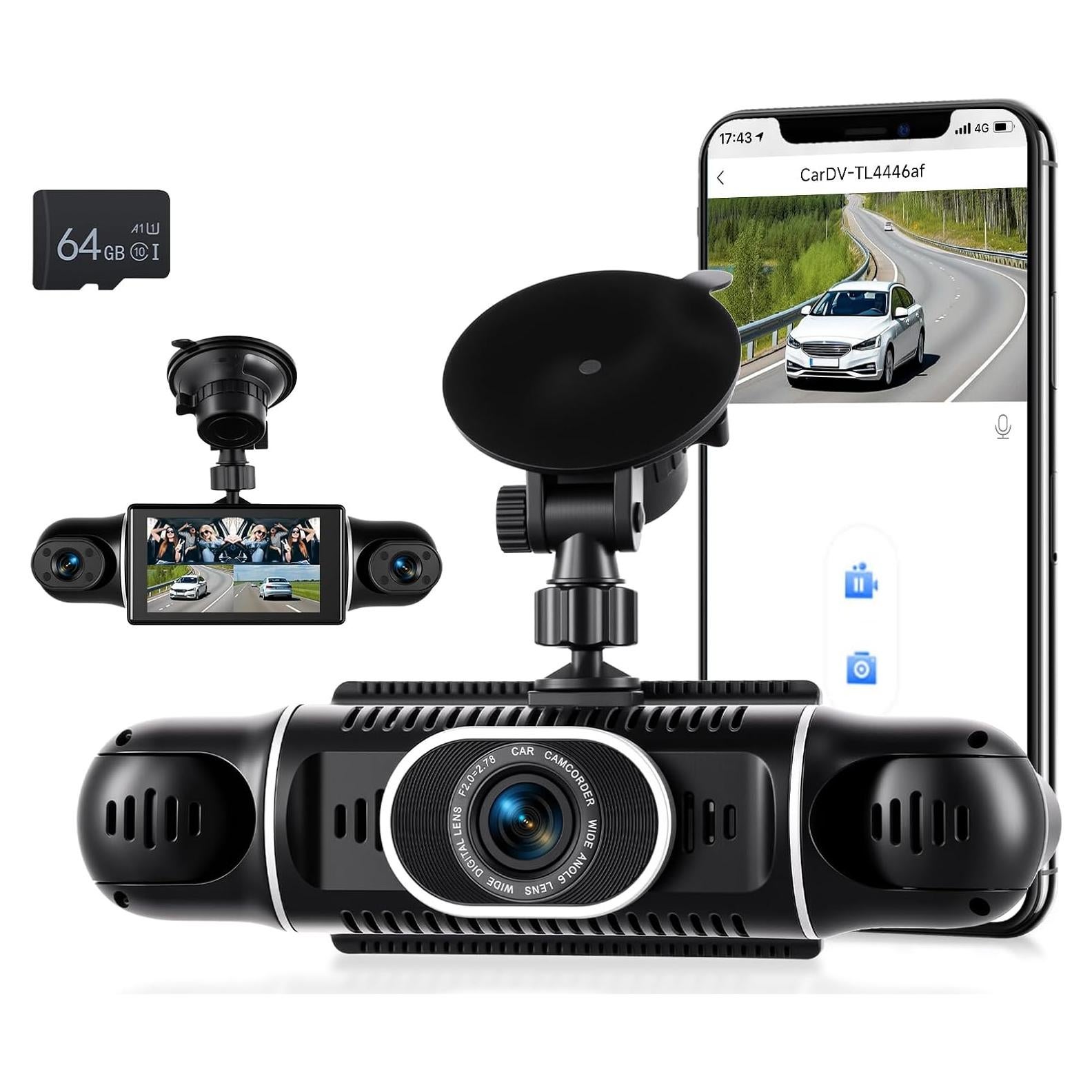 Cámara Dash 360° Podofo 2K 4 Canales Pantalla Táctil