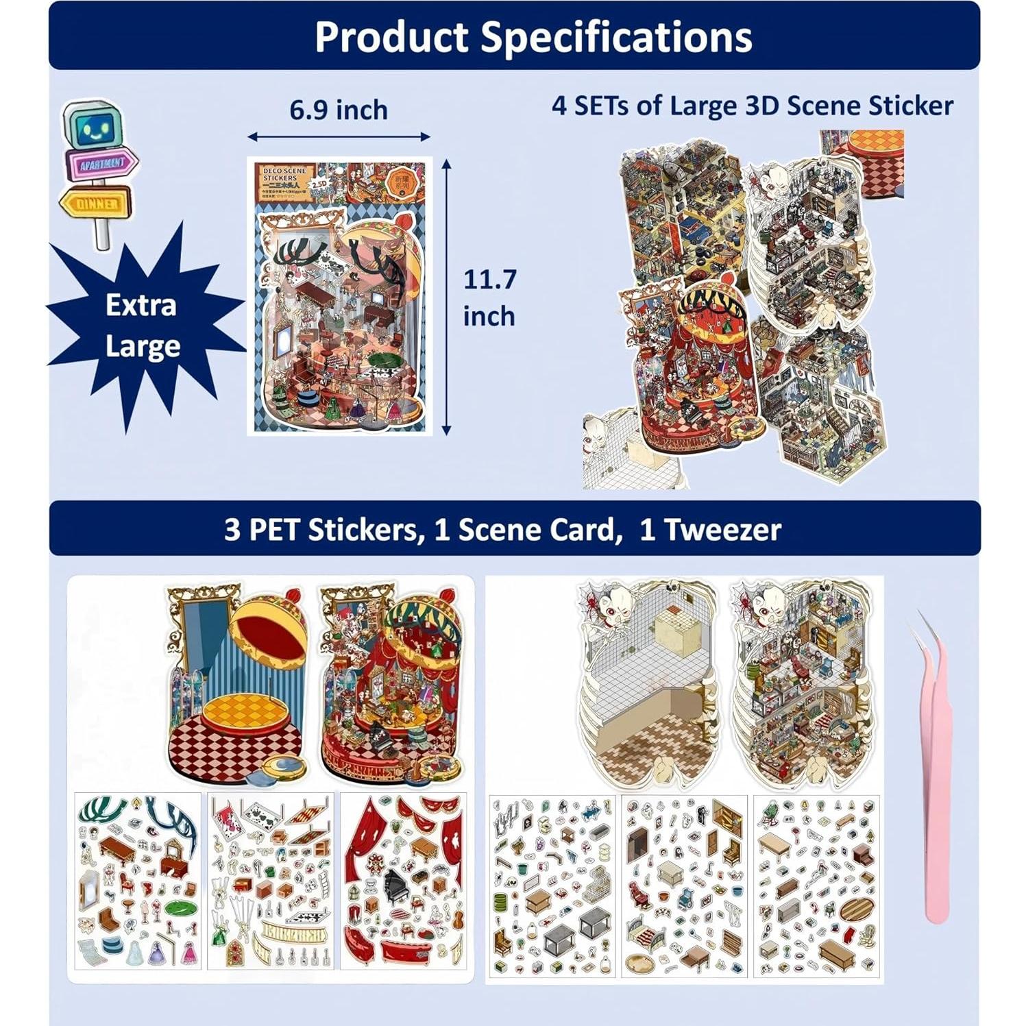 Conjunto de Stickers 3D Genérico Aventura Tamaño Grande