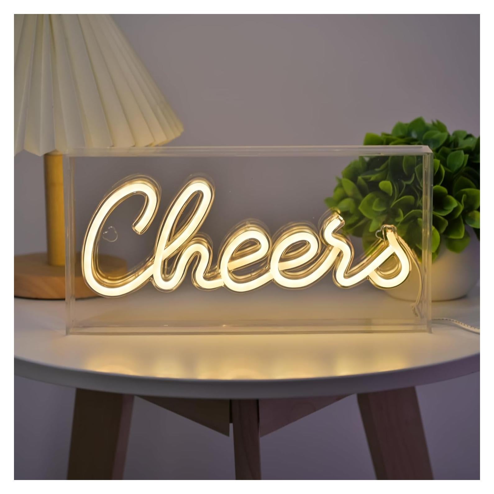 Cartel de Neón LED Cheers Hawisphy 51x23 cm USB Blanco Cálido