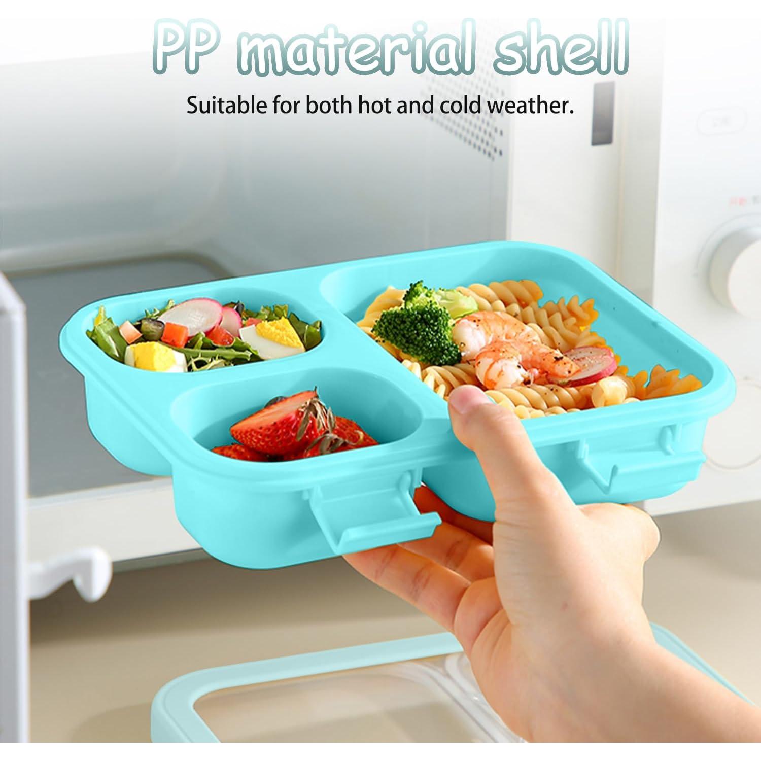 Caja Bento LxueLxic 850ml 3 Compartimentos Azul y Púrpura