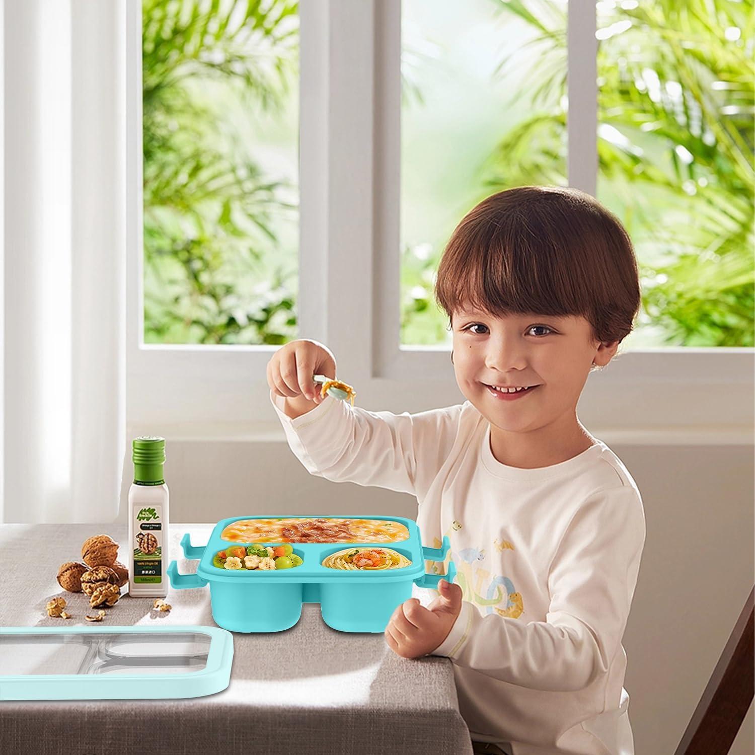 Caja Bento LxueLxic 850ml 3 Compartimentos Azul y Púrpura