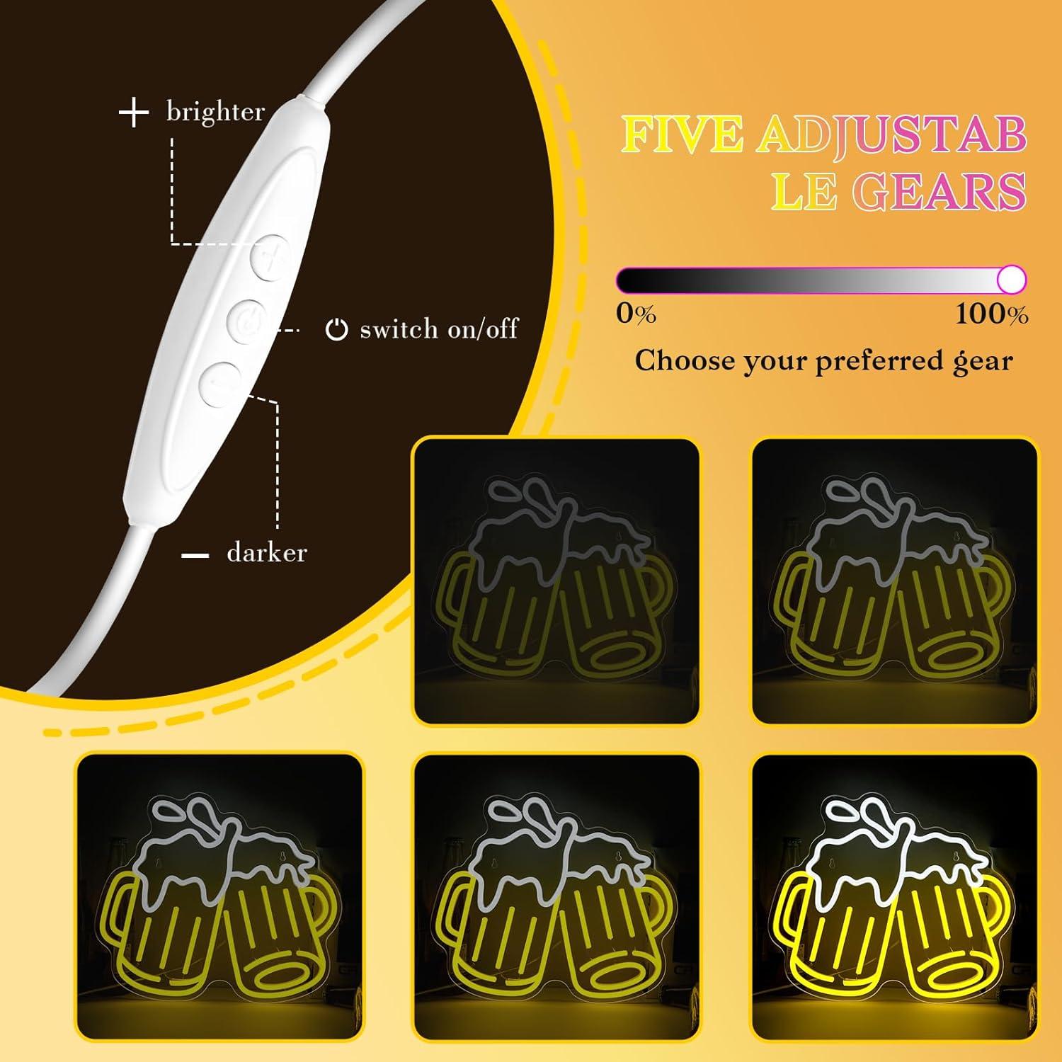 Letrero de Neón de Cerveza Mojoish 37.7x32.7cm Dimmable