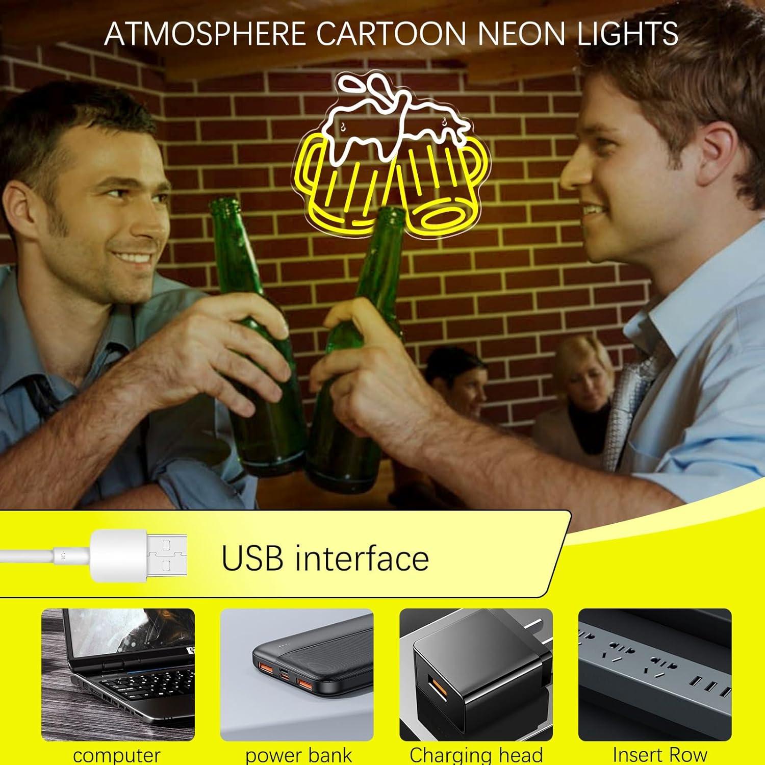 Letrero de Neón de Cerveza Mojoish 37.7x32.7cm Dimmable