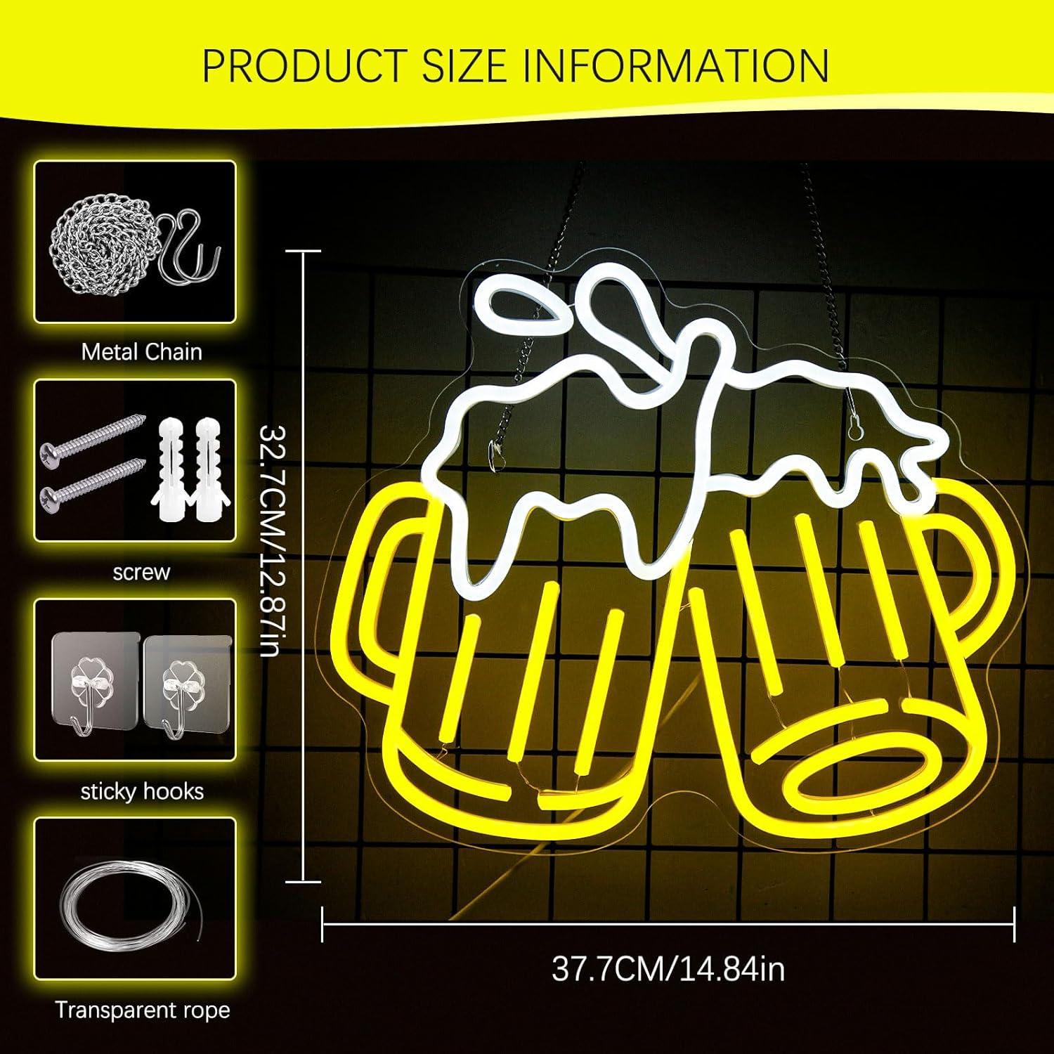 Letrero de Neón de Cerveza Mojoish 37.7x32.7cm Dimmable