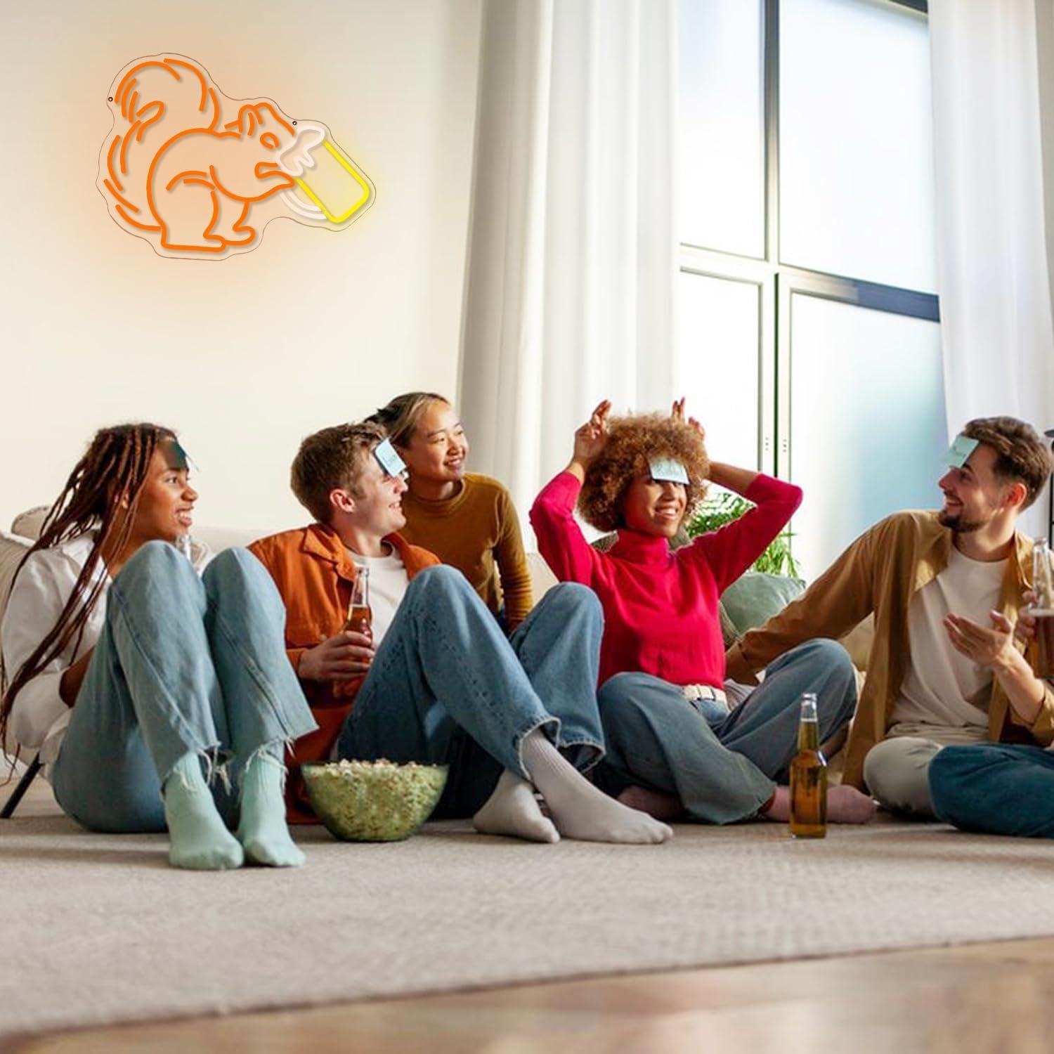 Letrero de Neón Ardilla Bebiendo Vino LED 42x32cm LMSIGNLY