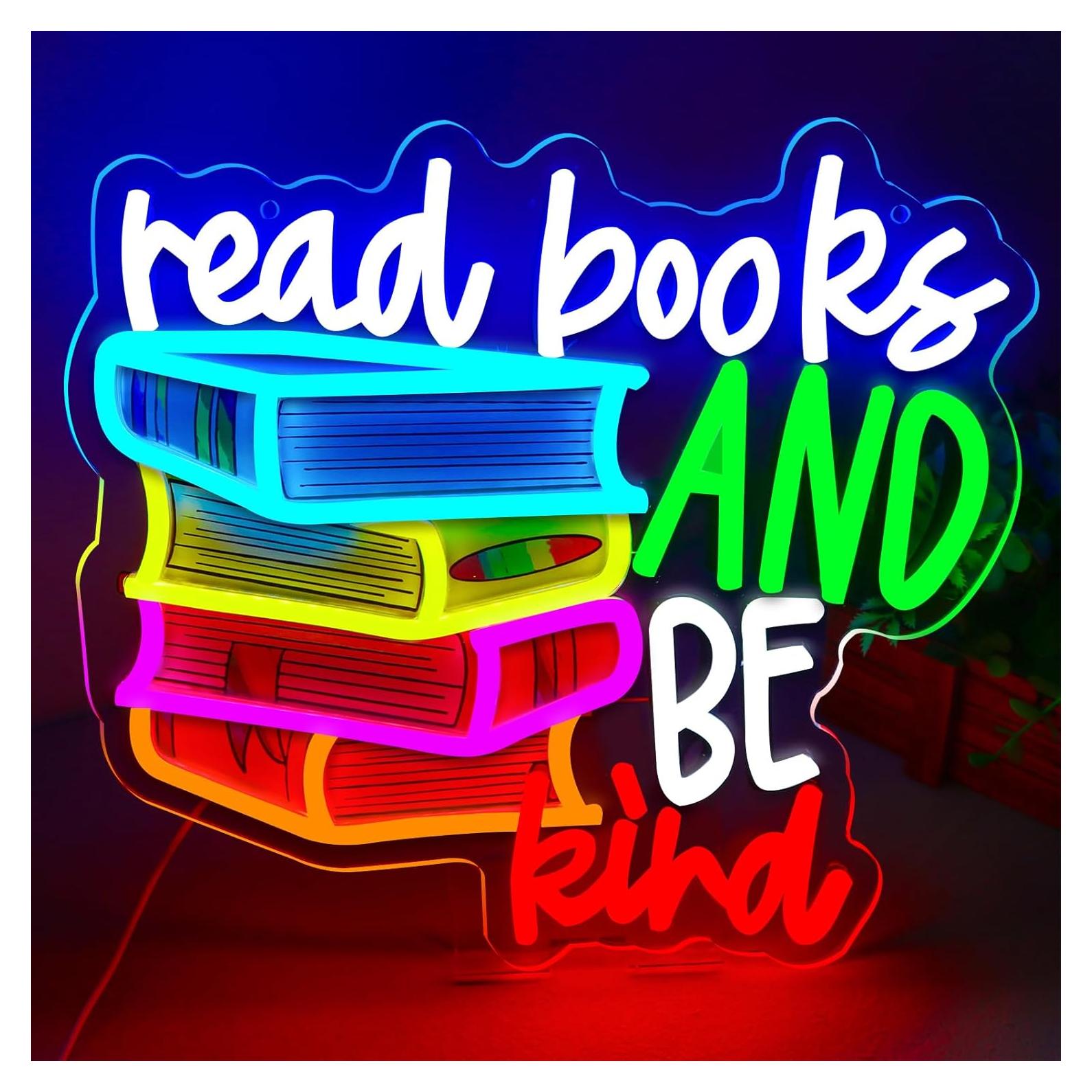 Letrero Neon LED Leer Libros Ser Amable WittyRhE 34x32cm