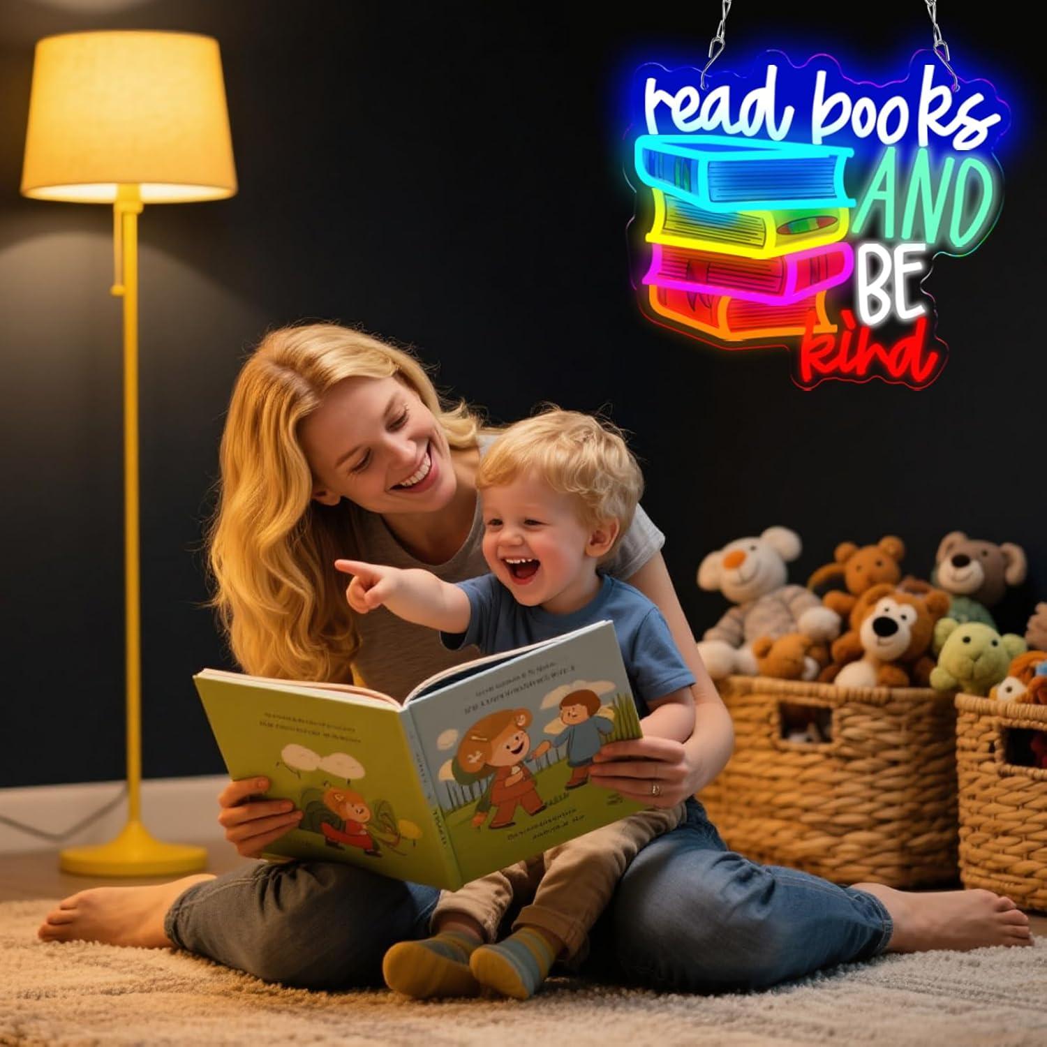 Letrero Neon LED Leer Libros Ser Amable WittyRhE 34x32cm