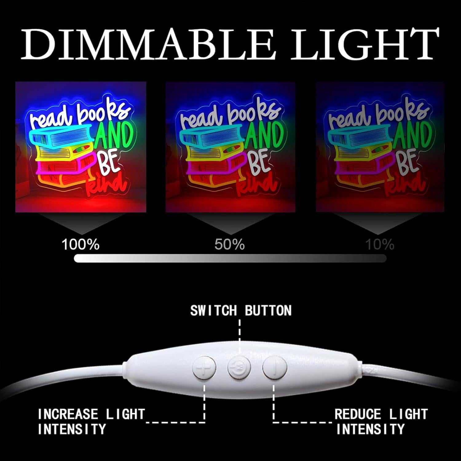 Letrero Neon LED Leer Libros Ser Amable WittyRhE 34x32cm