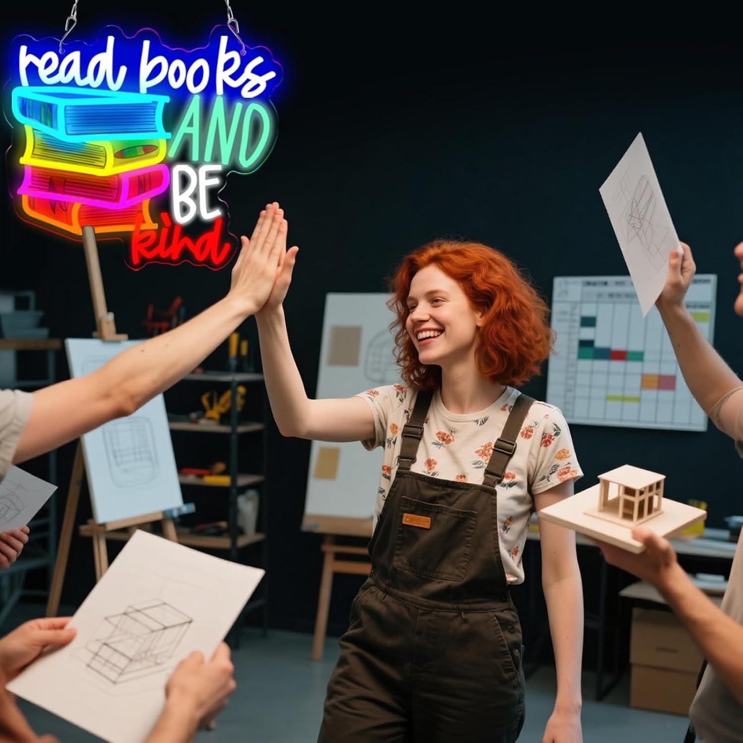 Letrero Neon LED Leer Libros Ser Amable WittyRhE 34x32cm