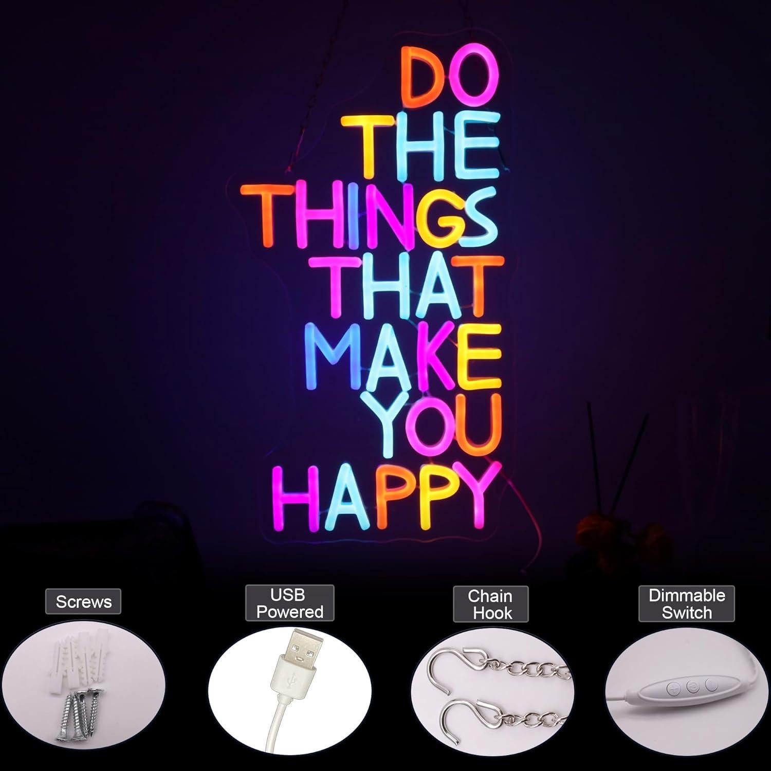 Letrero Neón LED Regulable XUENEYSILED 44x25cm Rojo Feliz