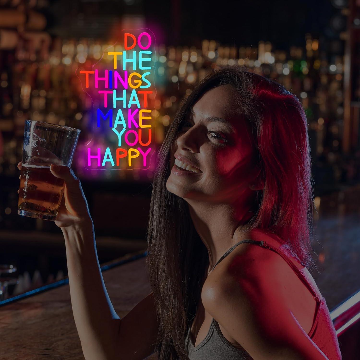 Letrero Neón LED Regulable XUENEYSILED 44x25cm Rojo Feliz