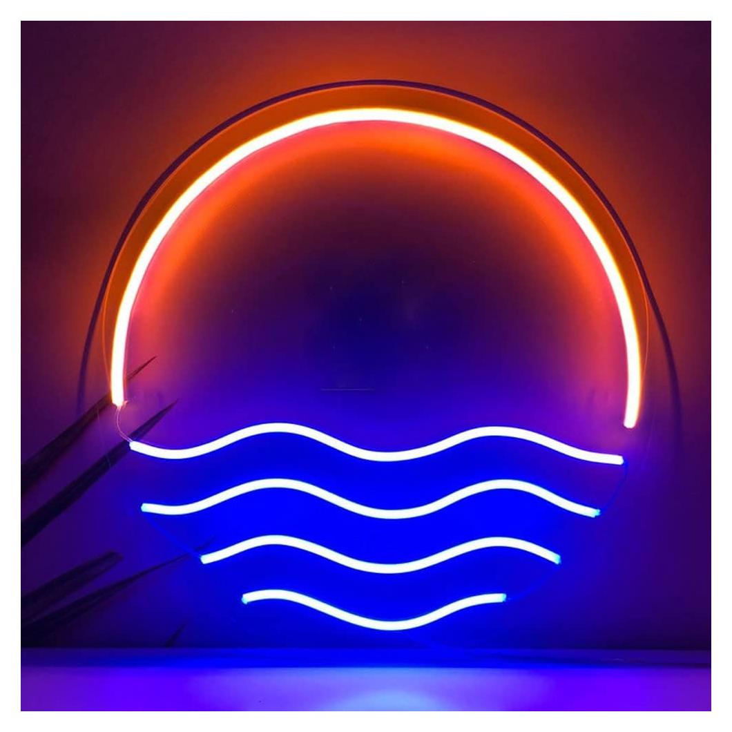 Cartel de Neón LED Moweek Atardecer Tropical 30.48 cm Rojo