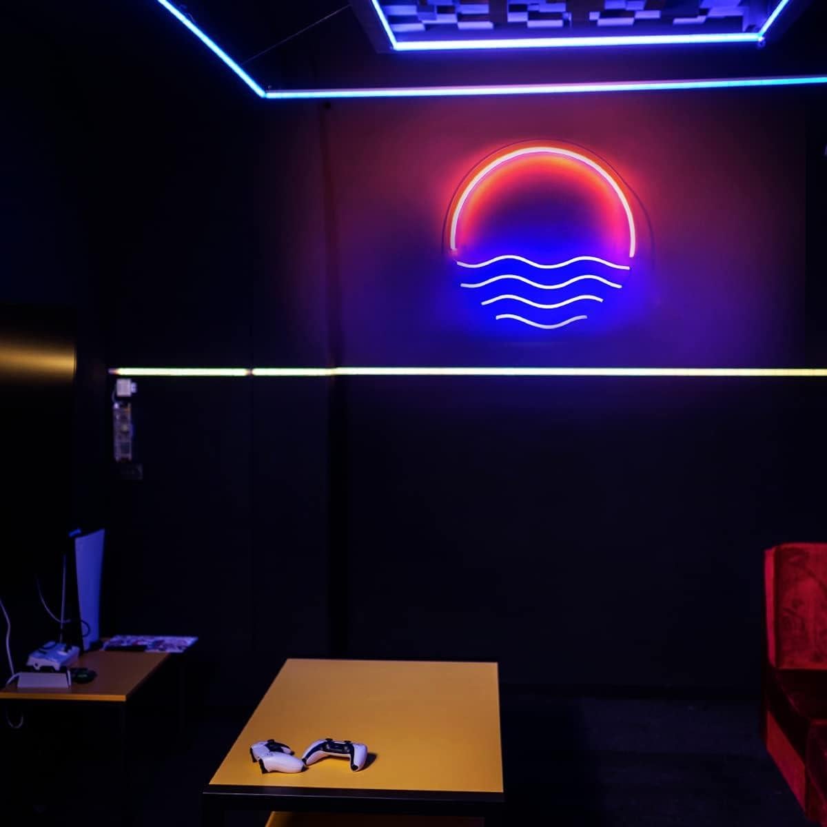 Cartel de Neón LED Moweek Atardecer Tropical 30.48 cm Rojo