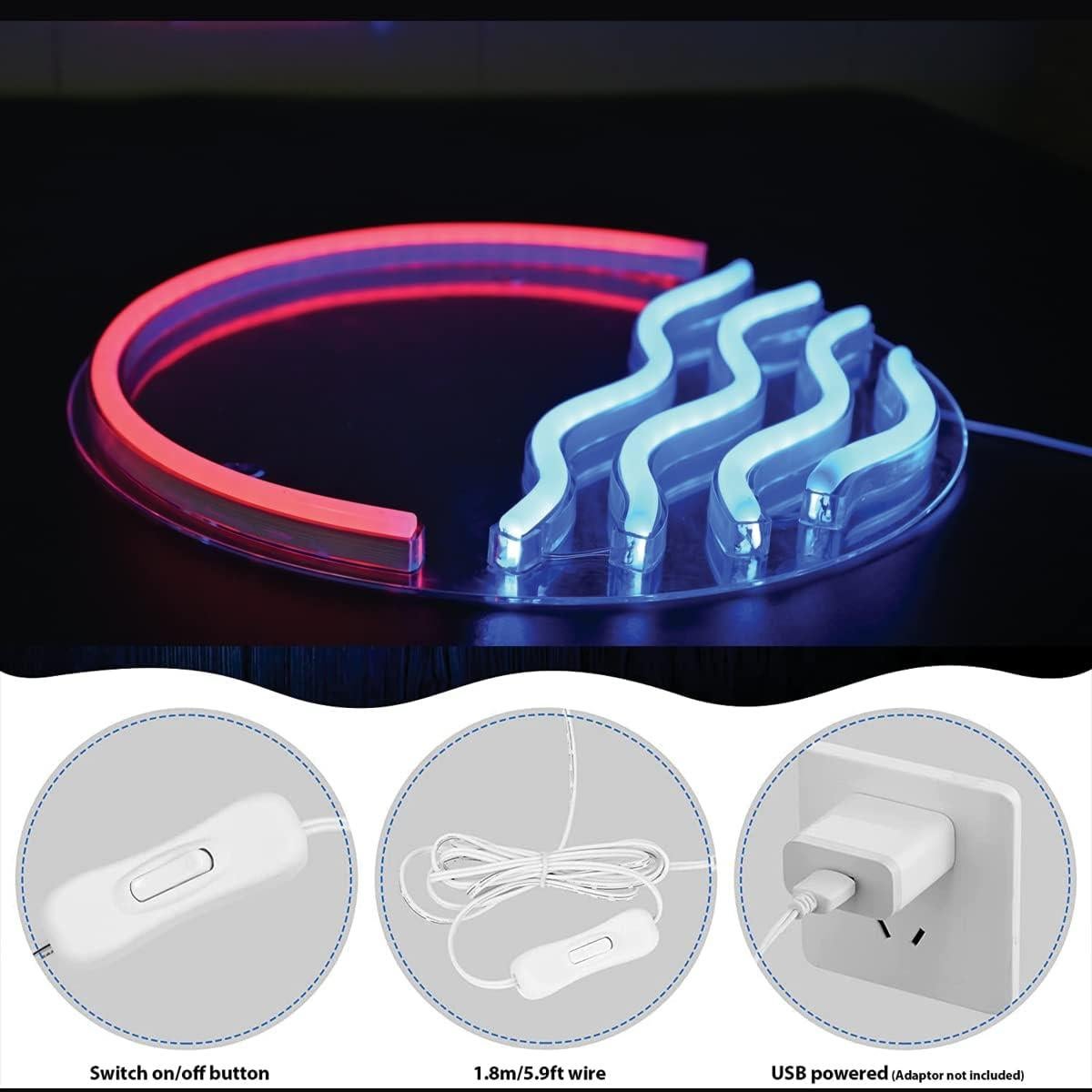 Cartel de Neón LED Moweek Atardecer Tropical 30.48 cm Rojo