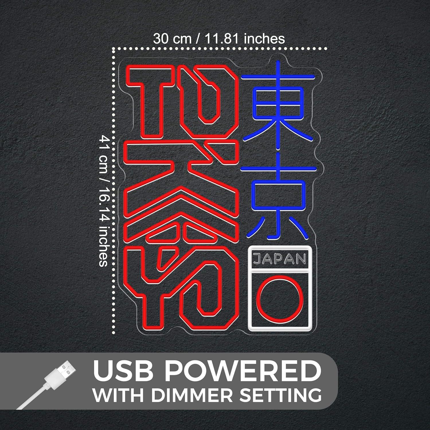 Letrero de Neón LED Tokio Kanji Regulable 30x41cm JOSEBRU
