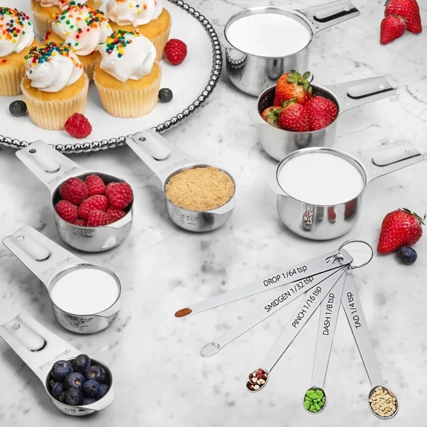 Juego de 12 Piezas Tazas y Cucharas Medidoras YUNNKEEY