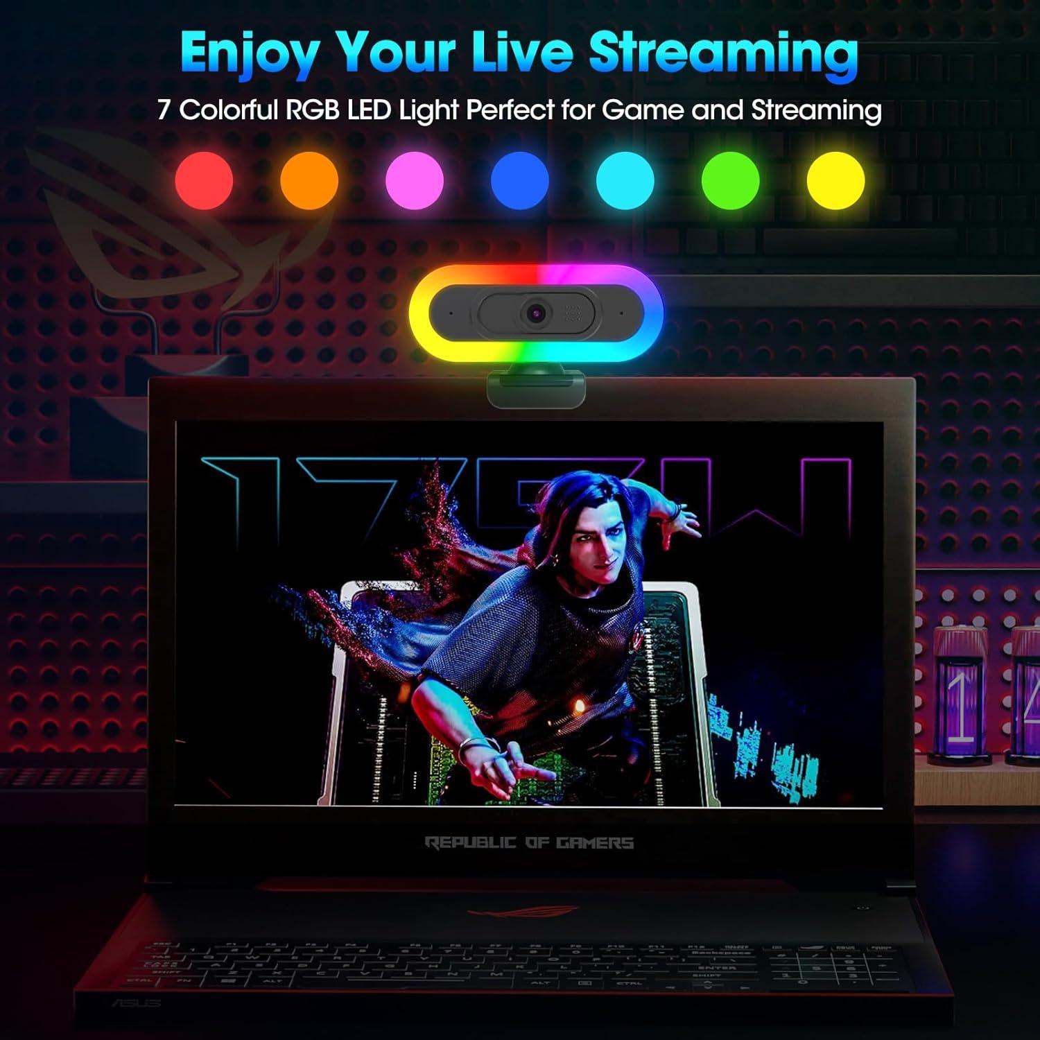 Cámara Web ToLuLu 2K RGB con Micrófono y Luz LED