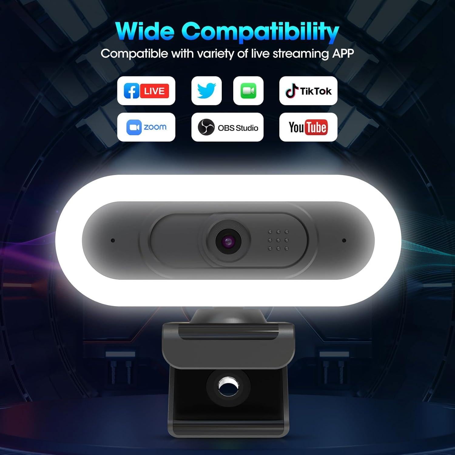 Cámara Web ToLuLu 2K RGB con Micrófono y Luz LED