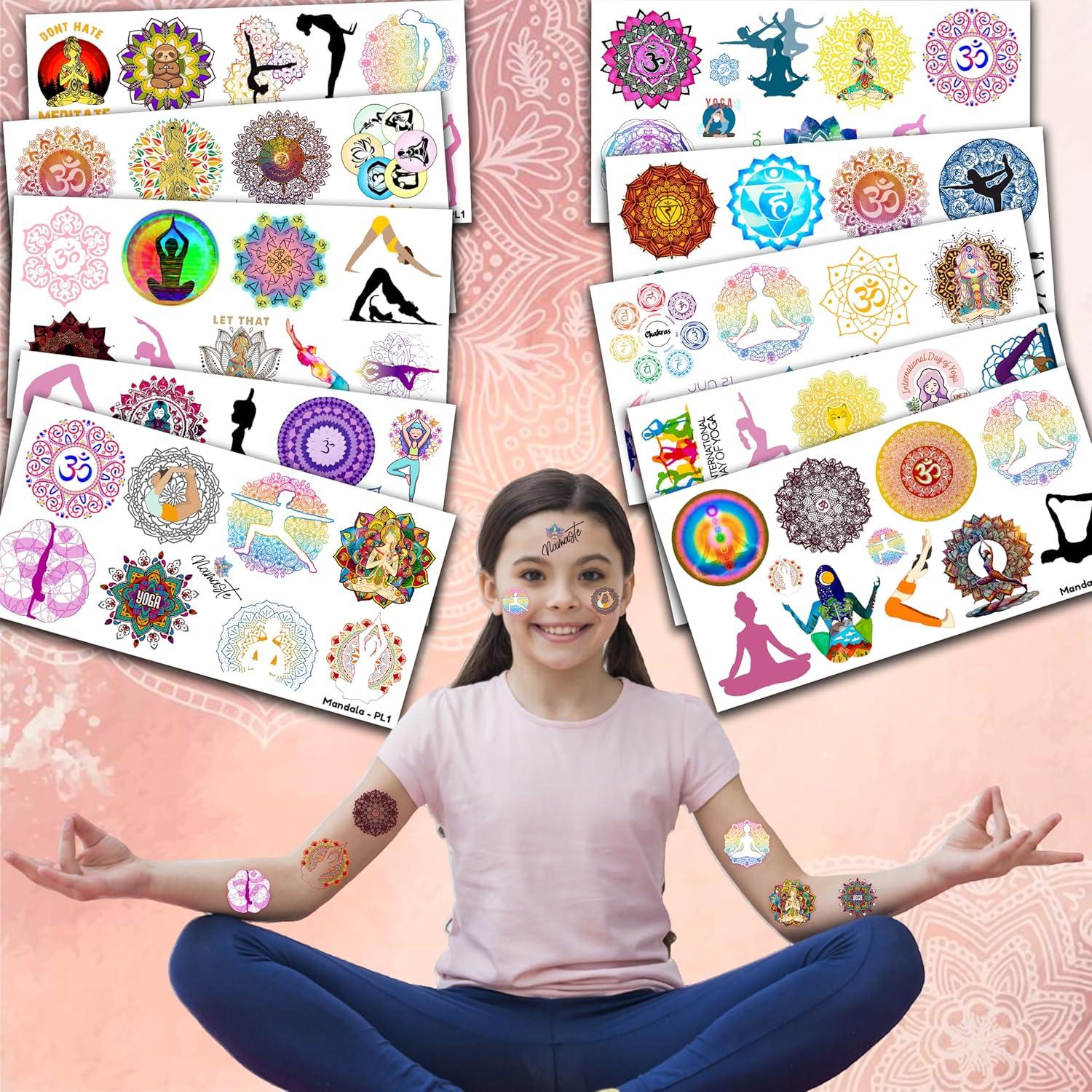 100 Tatuajes Temporales Mandala Yoga MeoIsDaBest 15.5x7.9cm