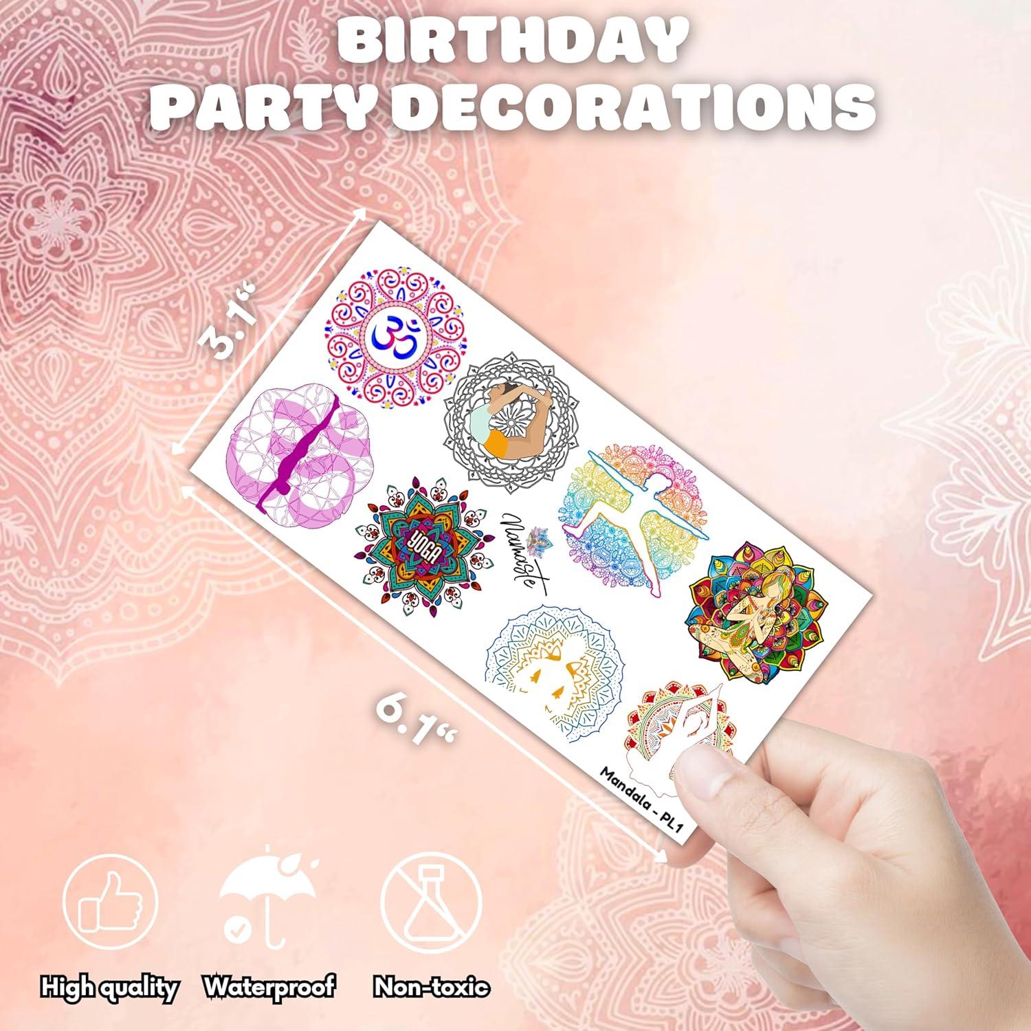 100 Tatuajes Temporales Mandala Yoga MeoIsDaBest 15.5x7.9cm