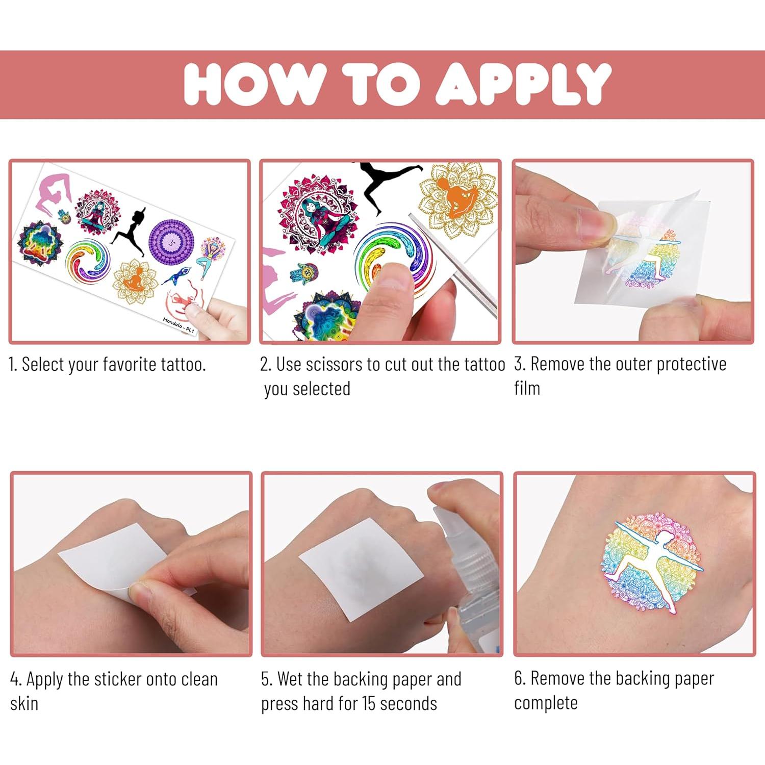 100 Tatuajes Temporales Mandala Yoga MeoIsDaBest 15.5x7.9cm