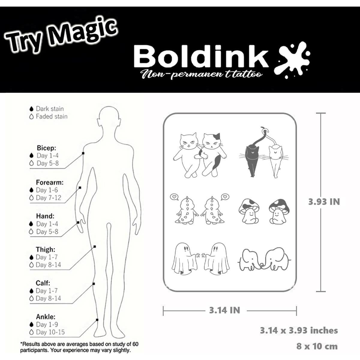 Tatuajes Semipermanentes Boldink - Animales Pequeños y Lindos