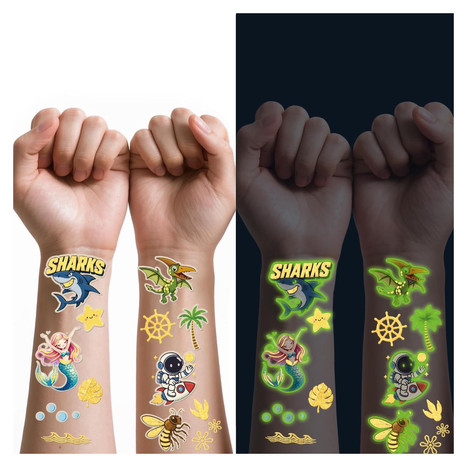 180 Tatuajes Temporales Brillantes Gabizafia para Niños