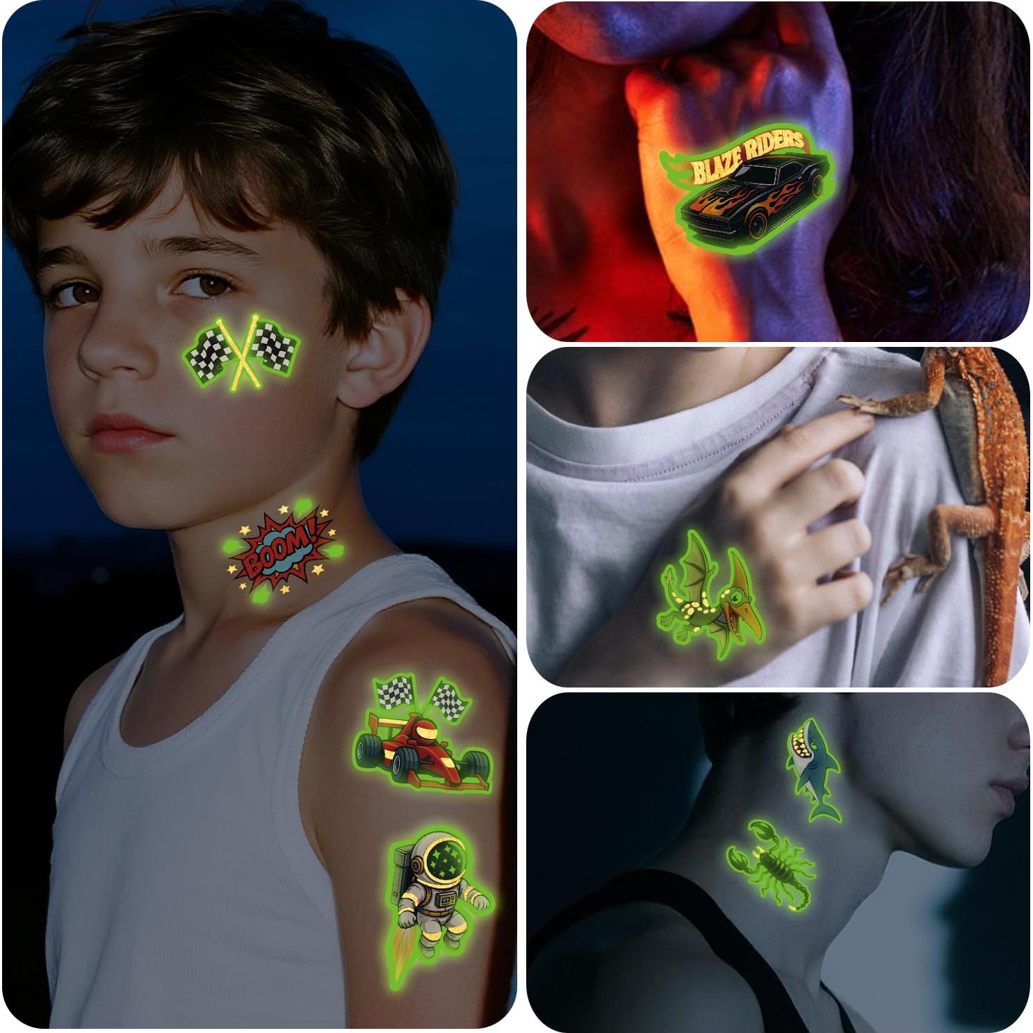 180 Tatuajes Temporales Brillantes Gabizafia para Niños