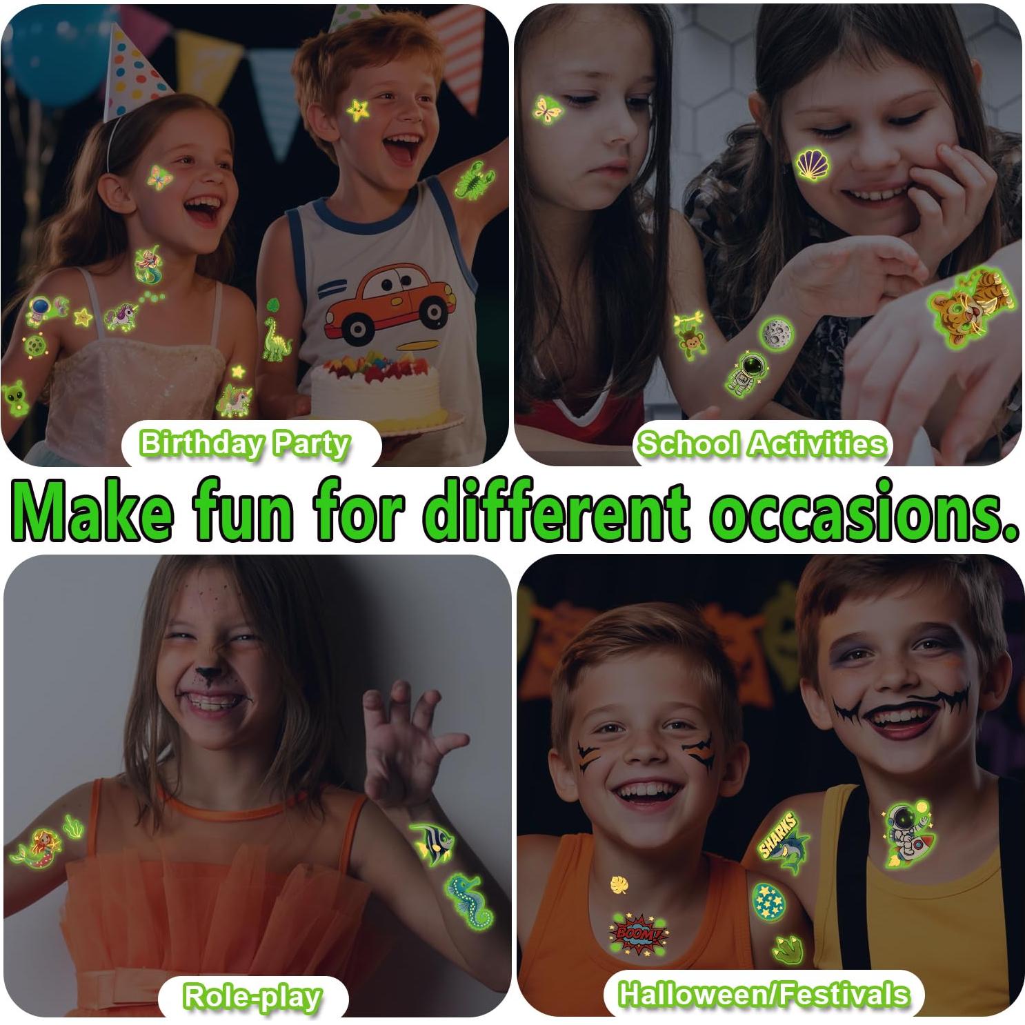 180 Tatuajes Temporales Brillantes Gabizafia para Niños