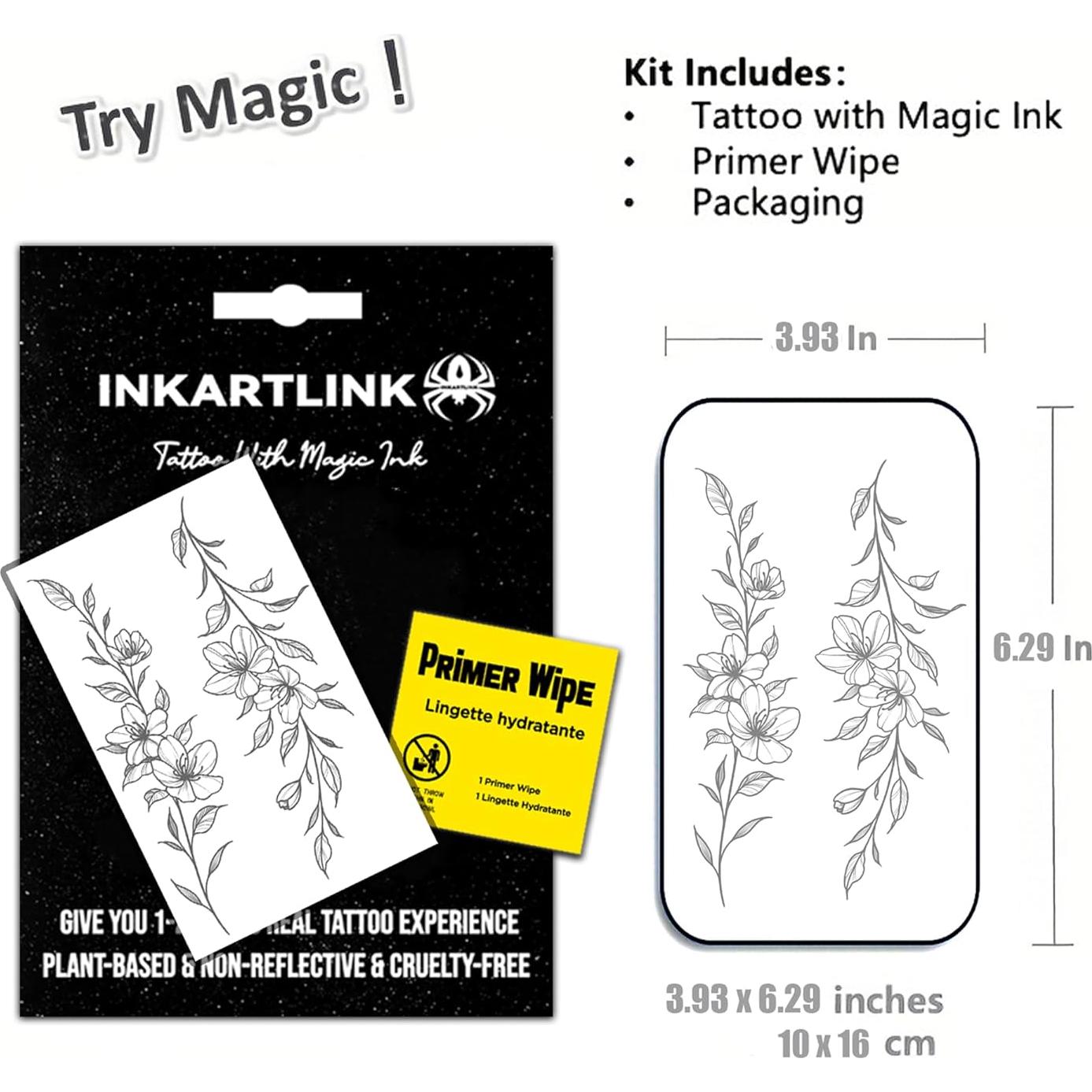 Tatuaje Semipermanente INKARTLINK Flor 17 Realista Impermeable