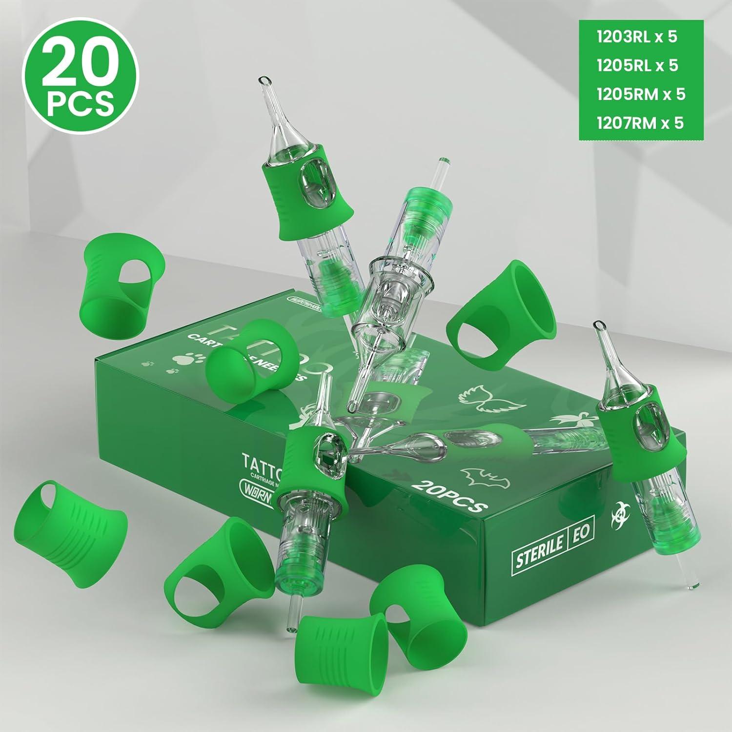 Agujas de Tatuaje Wormhole 20 Pcs Cartucho Mixto 1203RL 1205RL 1205RM 1207RM