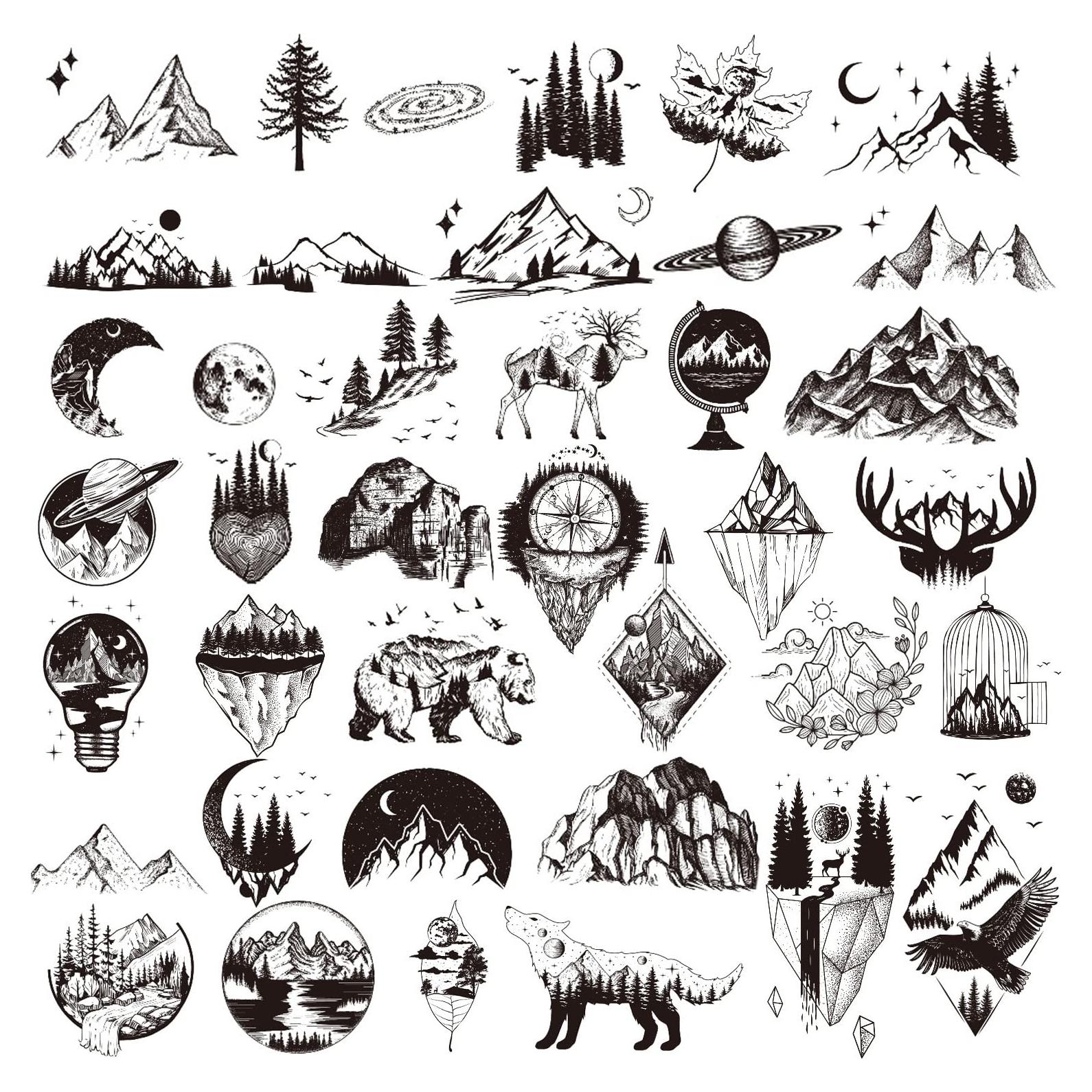 Tatuajes Temporales de Montaña Ooopsiun - 30 Hojas 10.5x6 cm