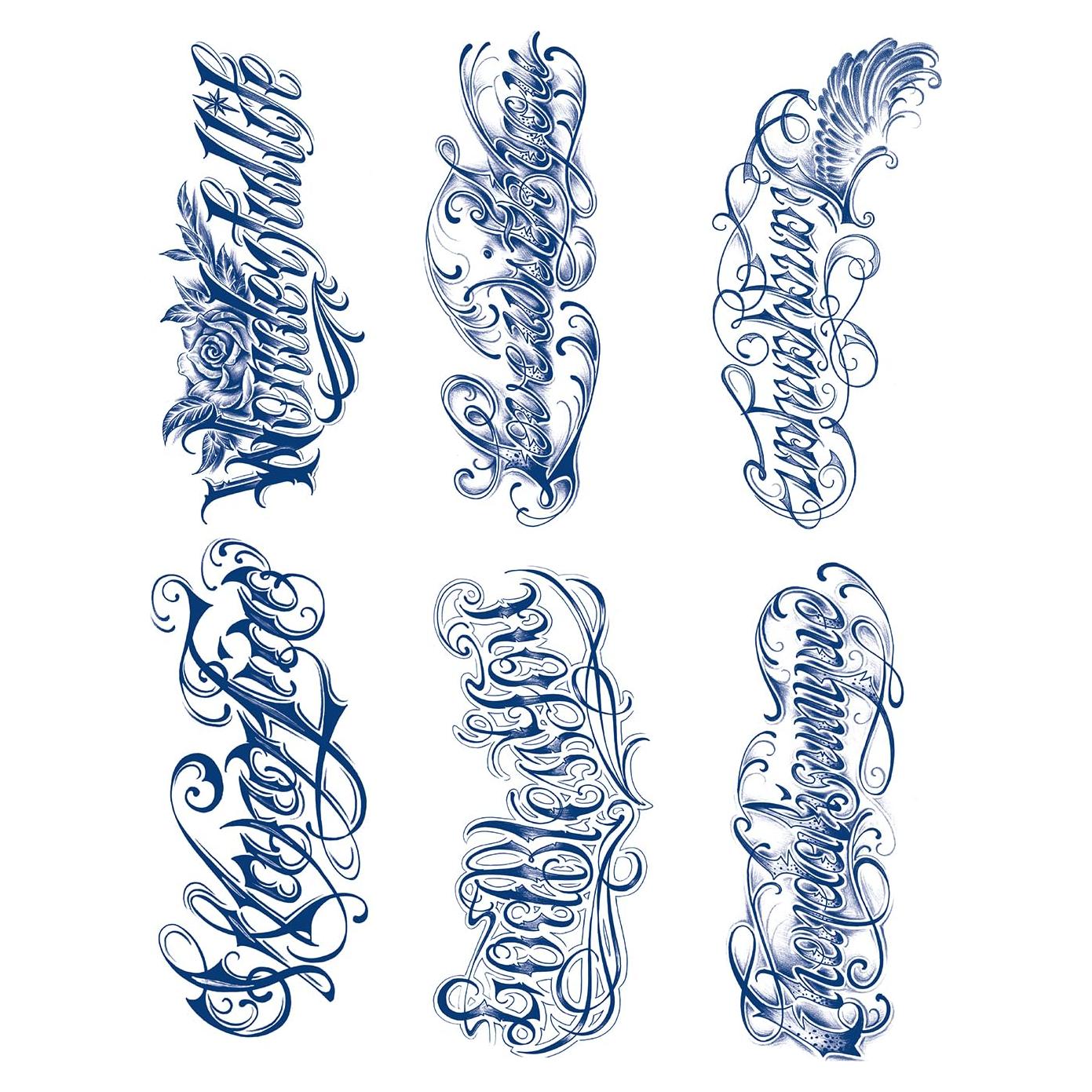 Tatuajes Temporales Semipermanentes LEOARS Letras 6 Hojas