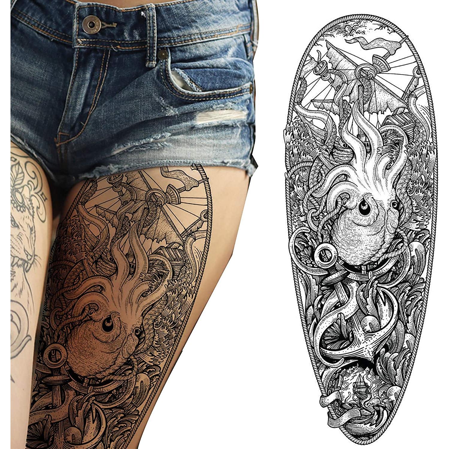 Tatuaje Temporal Completo Kraken Pirata 2 Piezas - Tatodays