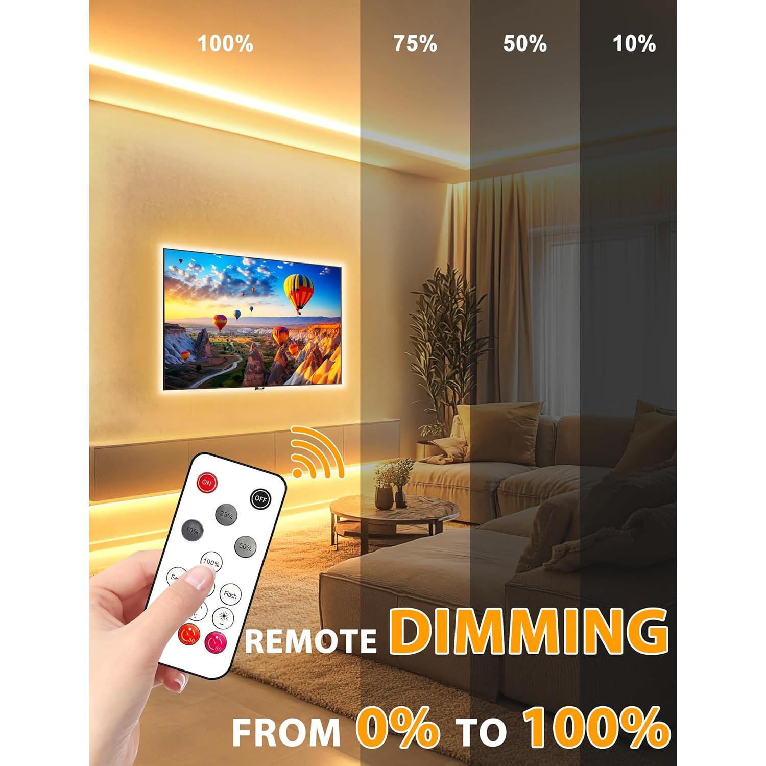 Tira de Luces LED COB Lamomo 5m Blanca Cálida Regulable