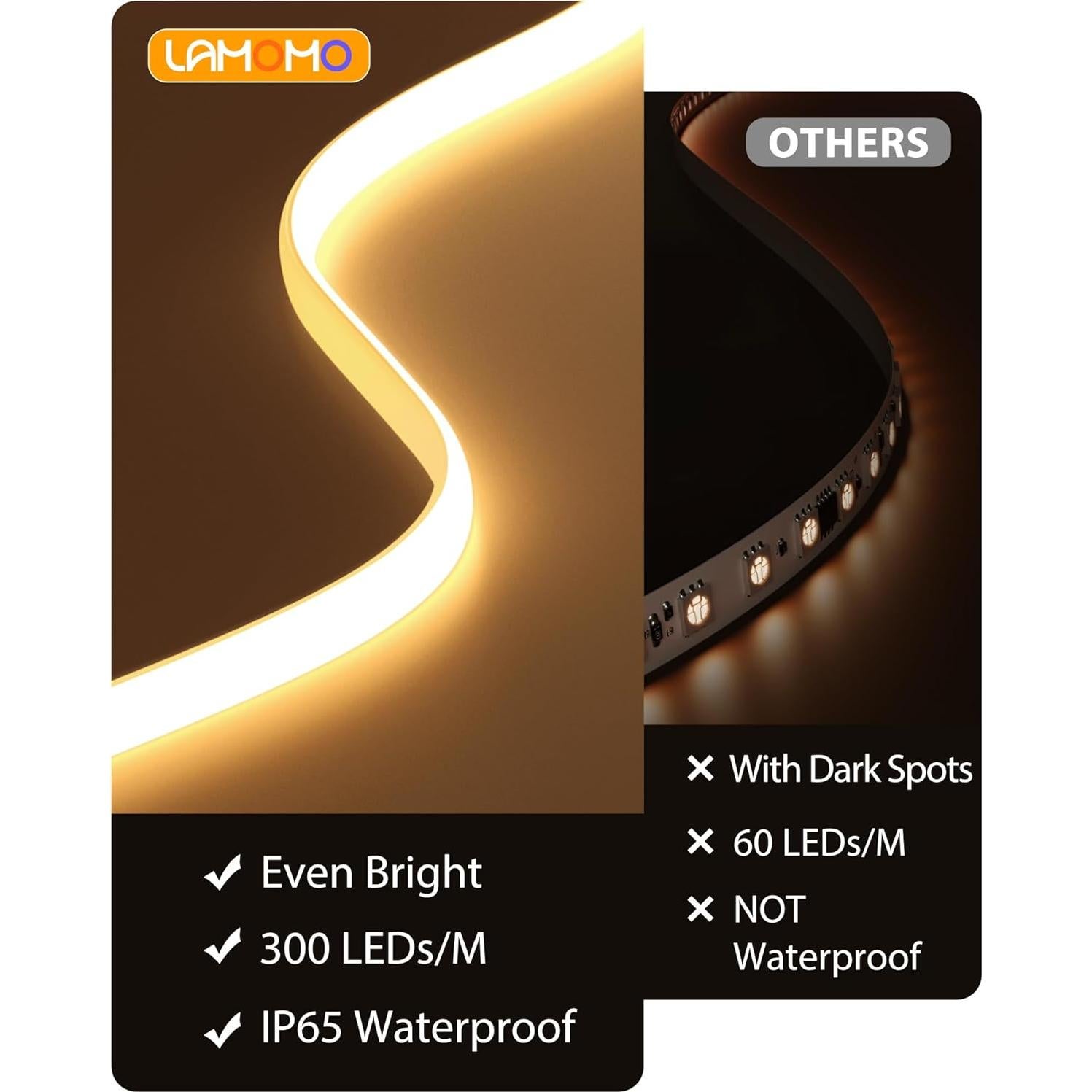 Tira de Luces LED COB Lamomo 5m Blanca Cálida Regulable