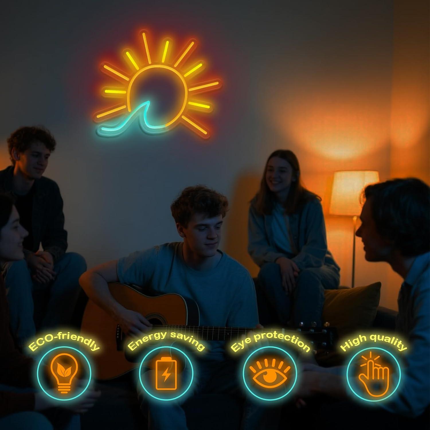 Letrero de Neón LED Amanecer y Atardecer QIXCOZTI 38x20cm