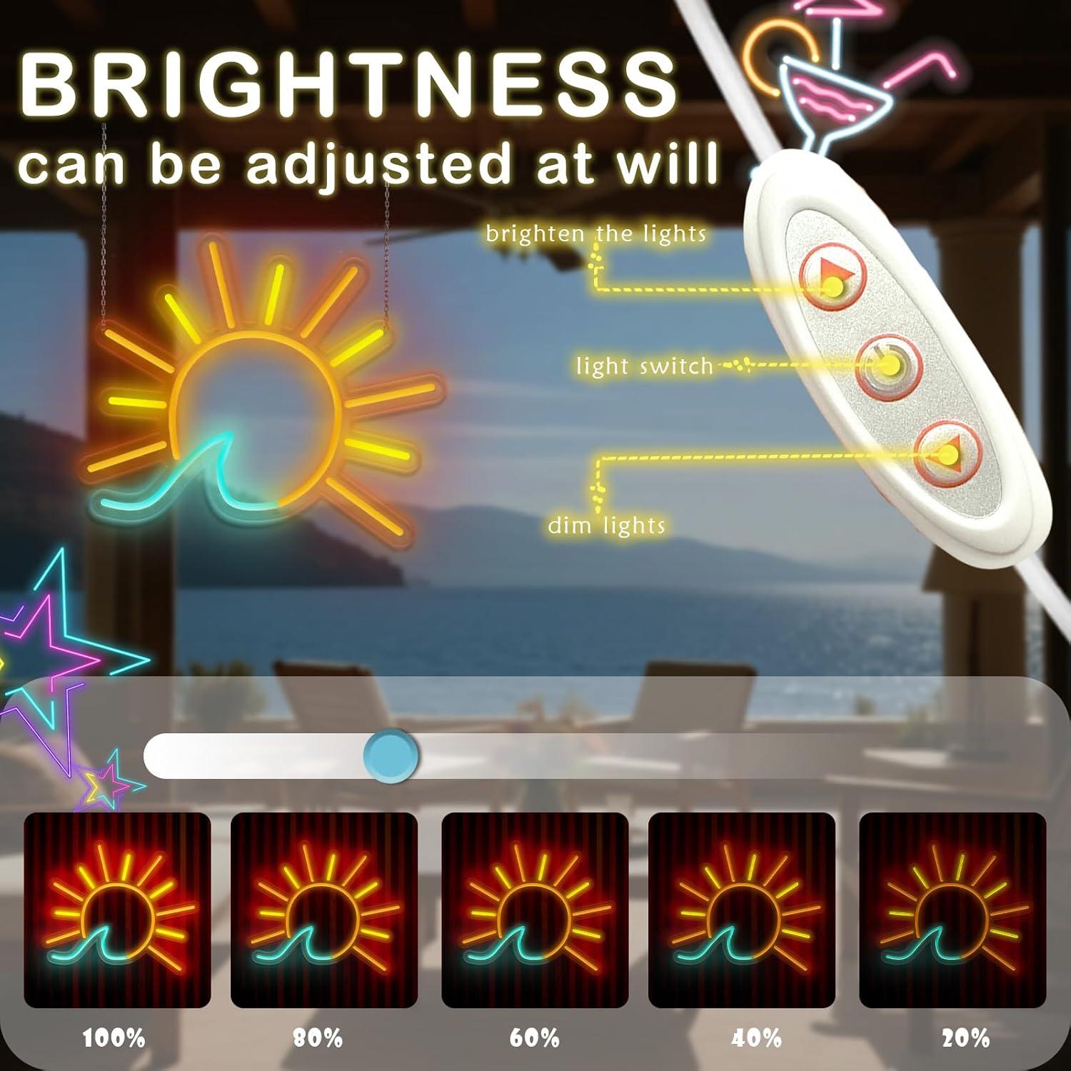 Letrero de Neón LED Amanecer y Atardecer QIXCOZTI 38x20cm